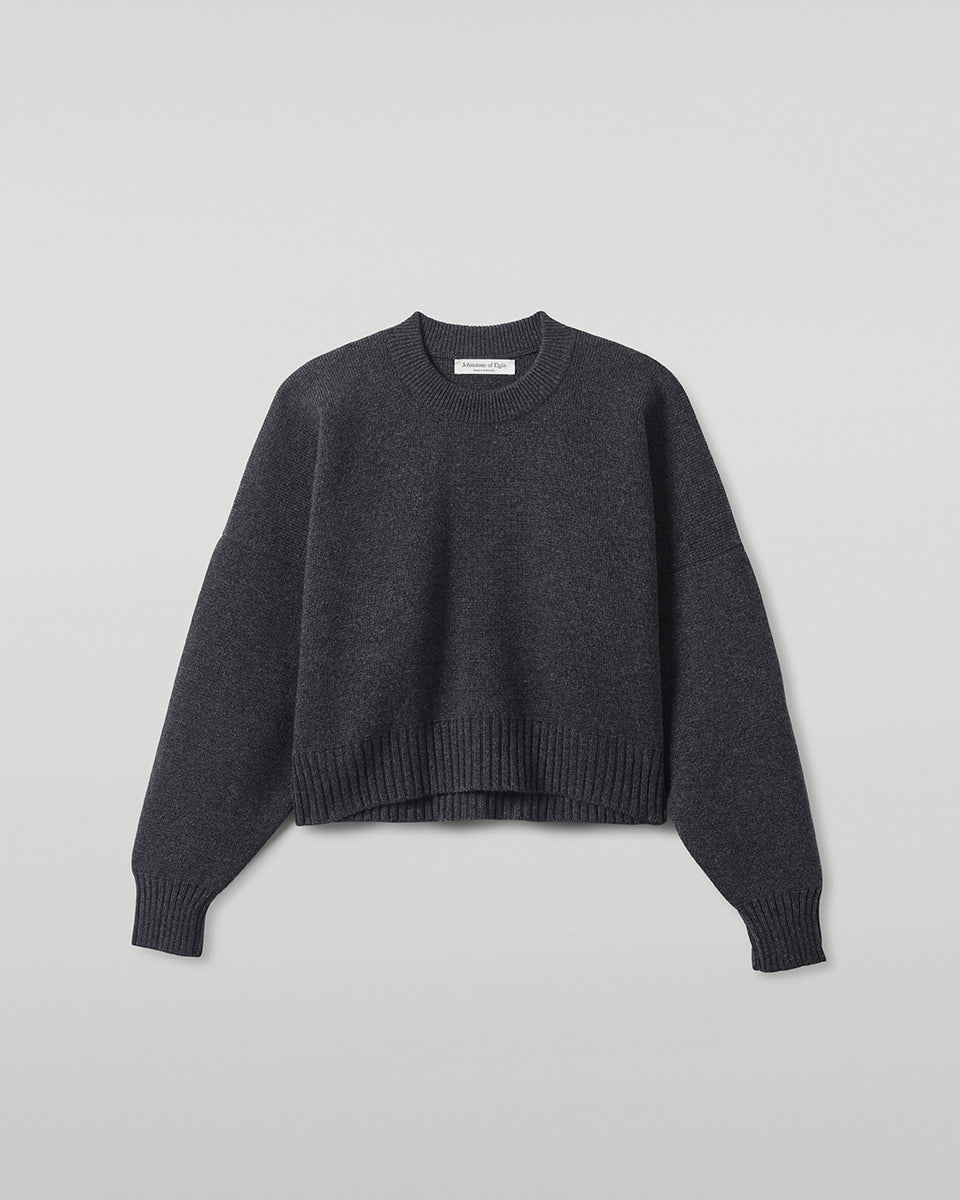 Johnstons of Elgin - Cropped Milano Dark Grey Cashmere Jumper