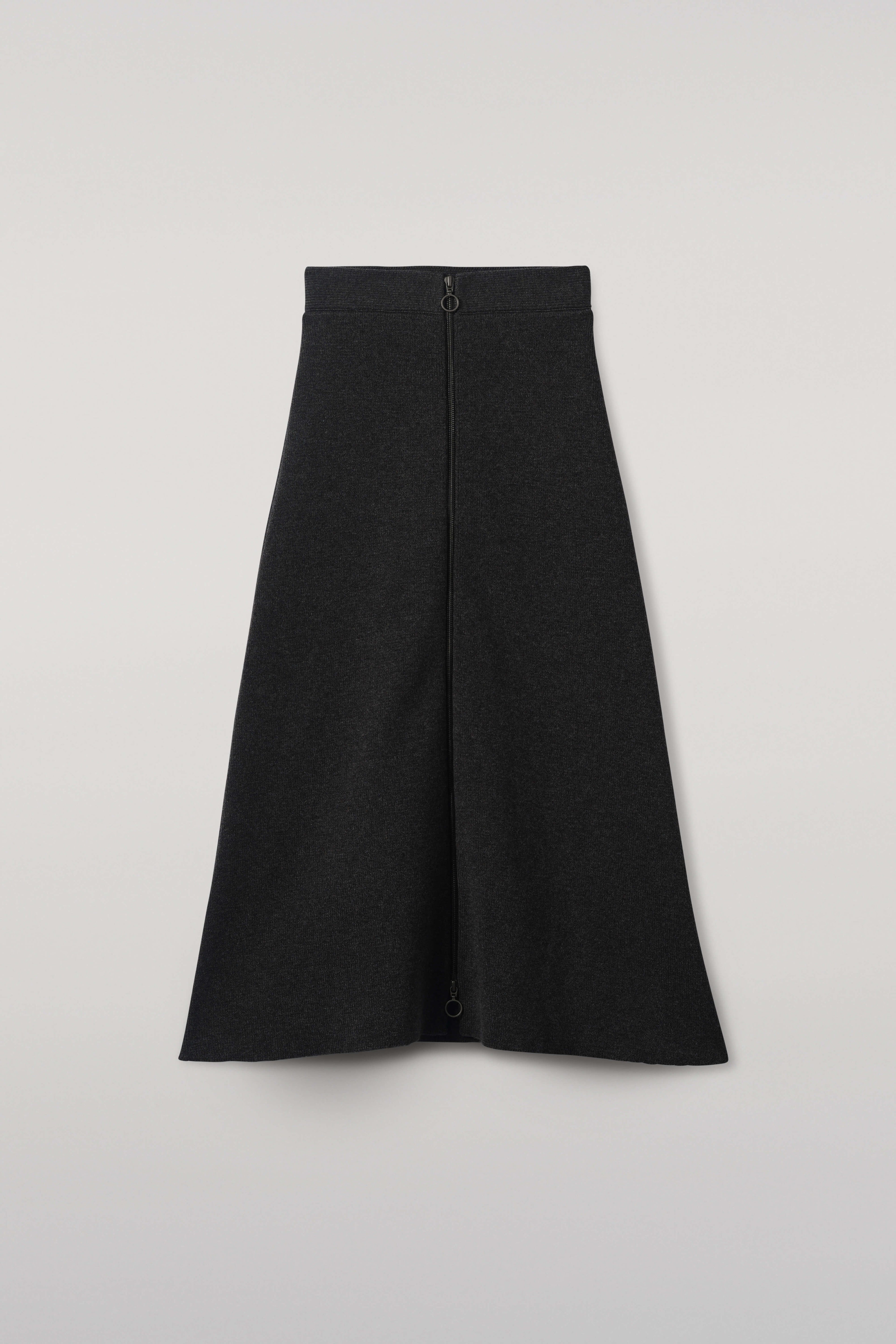 Johnstons of Elgin - A - Line Milano Dark Grey Cashmere Skirt