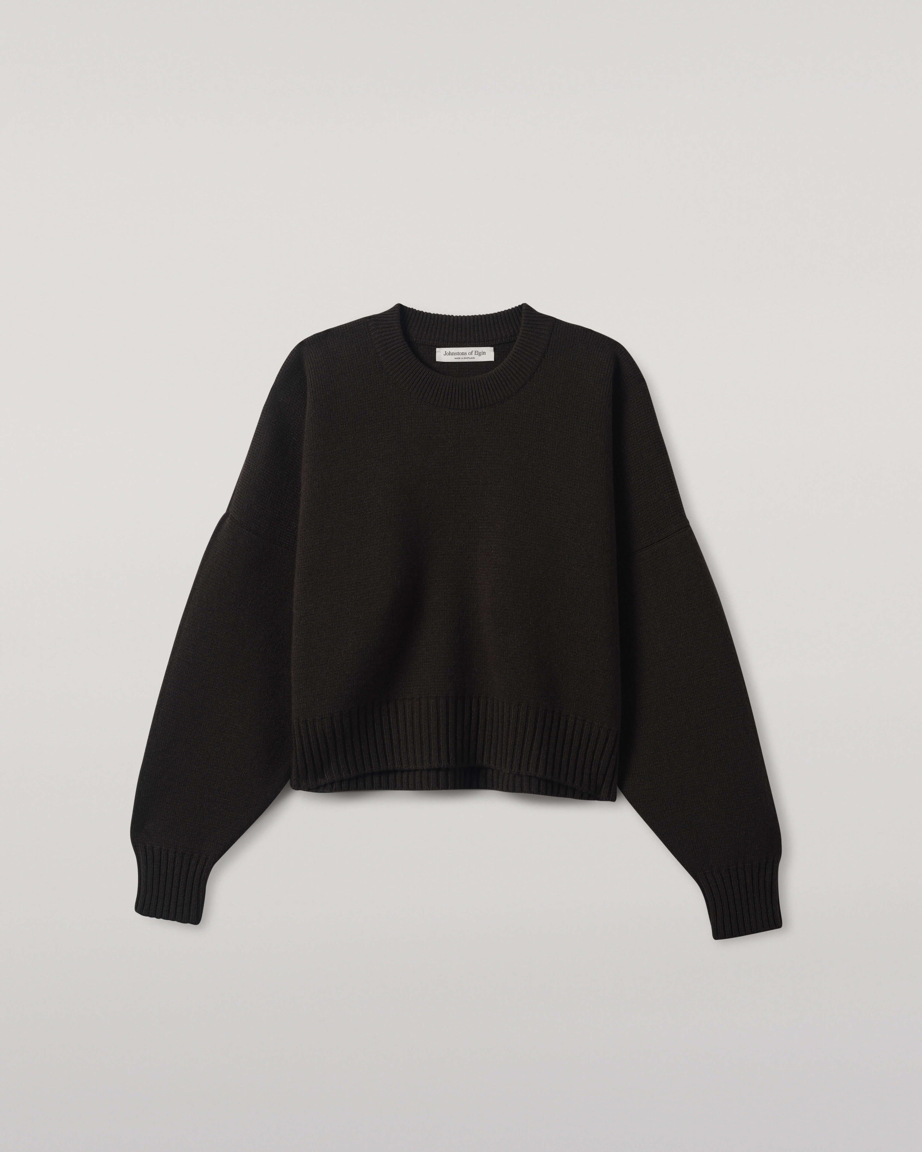 Johnstons of Elgin - Cropped Milano Mid Grey Cashmere Jumper