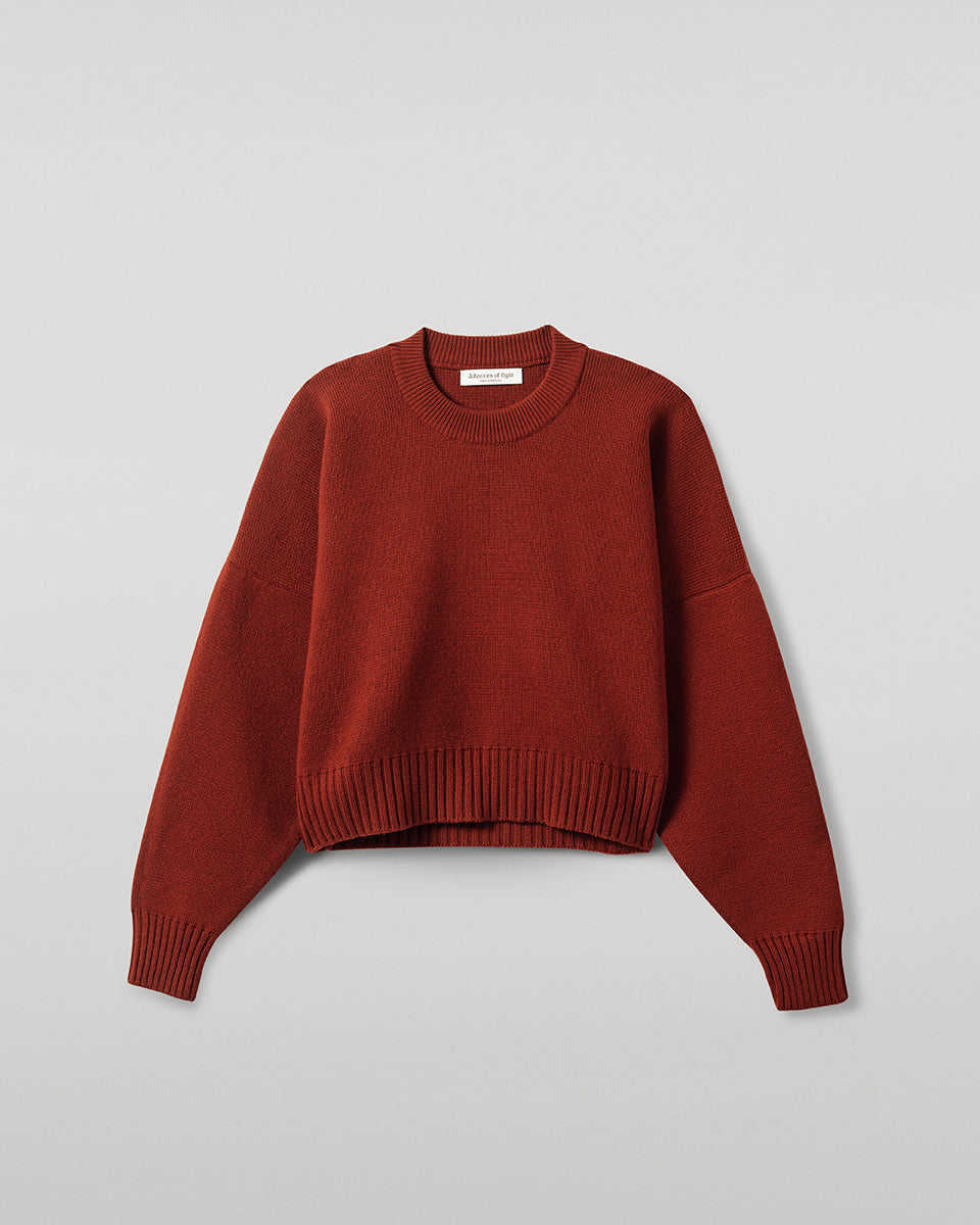 Johnstons of Elgin - Cropped Milano Dark Red Cashmere Jumper