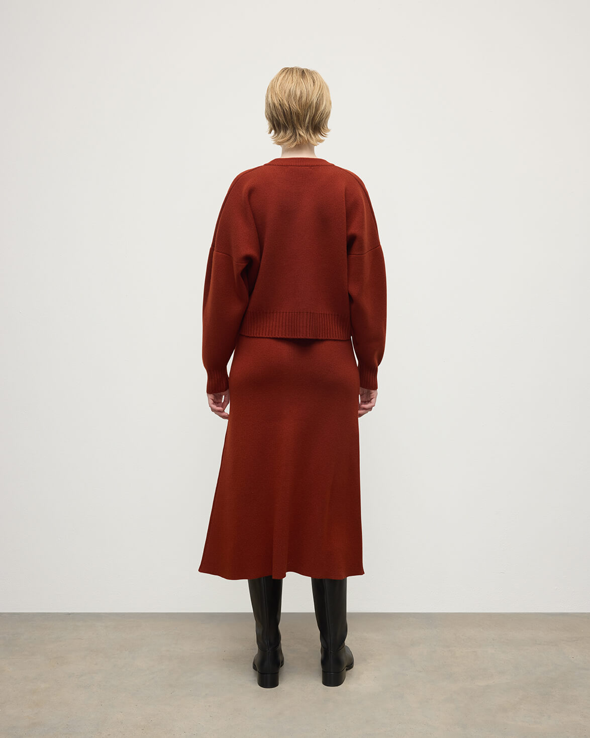 Johnstons of Elgin - A - Line Milano Dark Red Cashmere Skirt