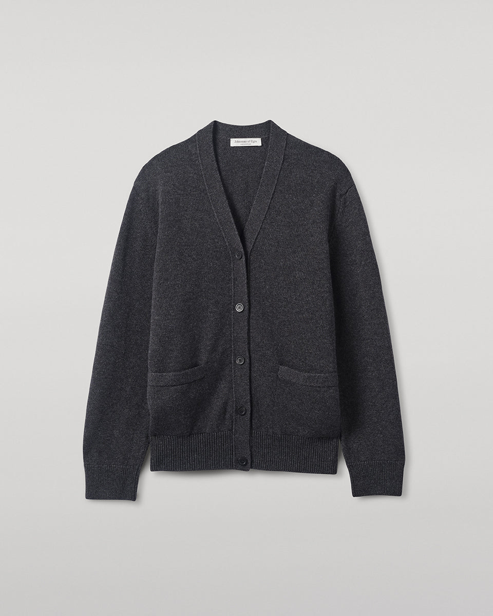 Johnstons of Elgin - Boyfriend - Fit Dark Grey Cashmere Cardigan