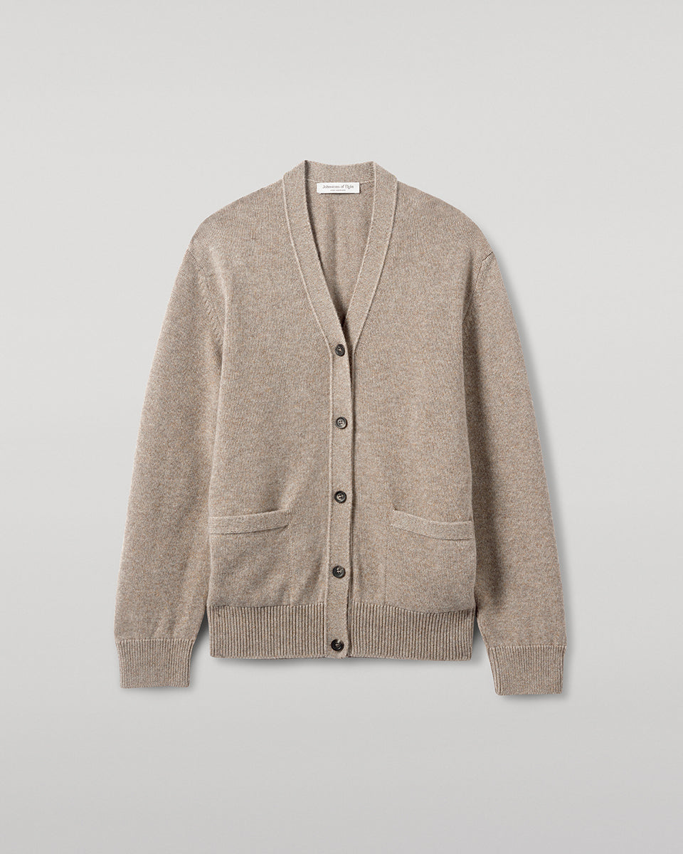 Johnstons of Elgin - Boyfriend - Fit Light Brown Cashmere Cardigan