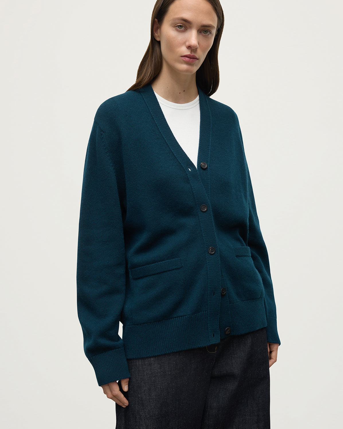 Johnstons of Elgin - Boyfriend - Fit Dark Green Cashmere Cardigan