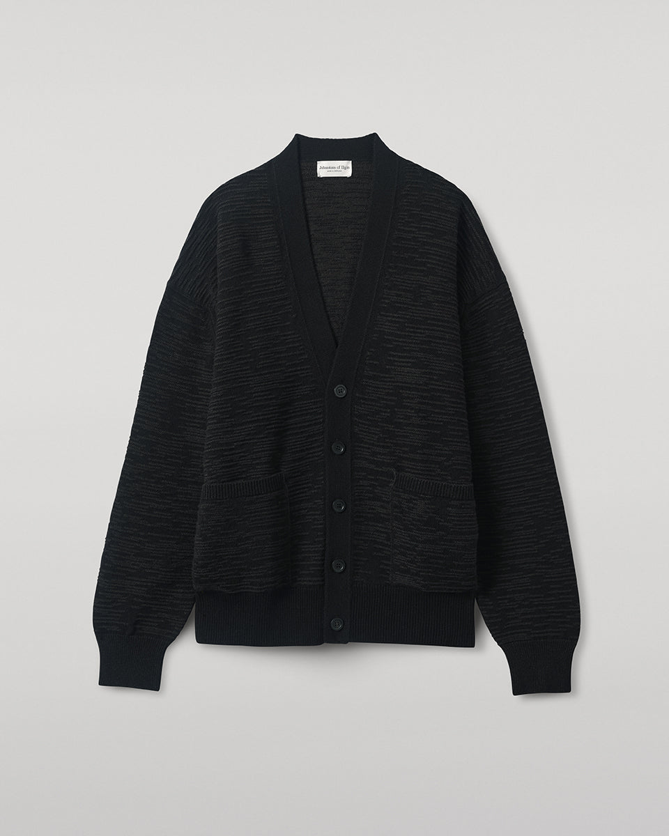Johnstons of Elgin - Plaited Texture Black Cashmere Cardigan