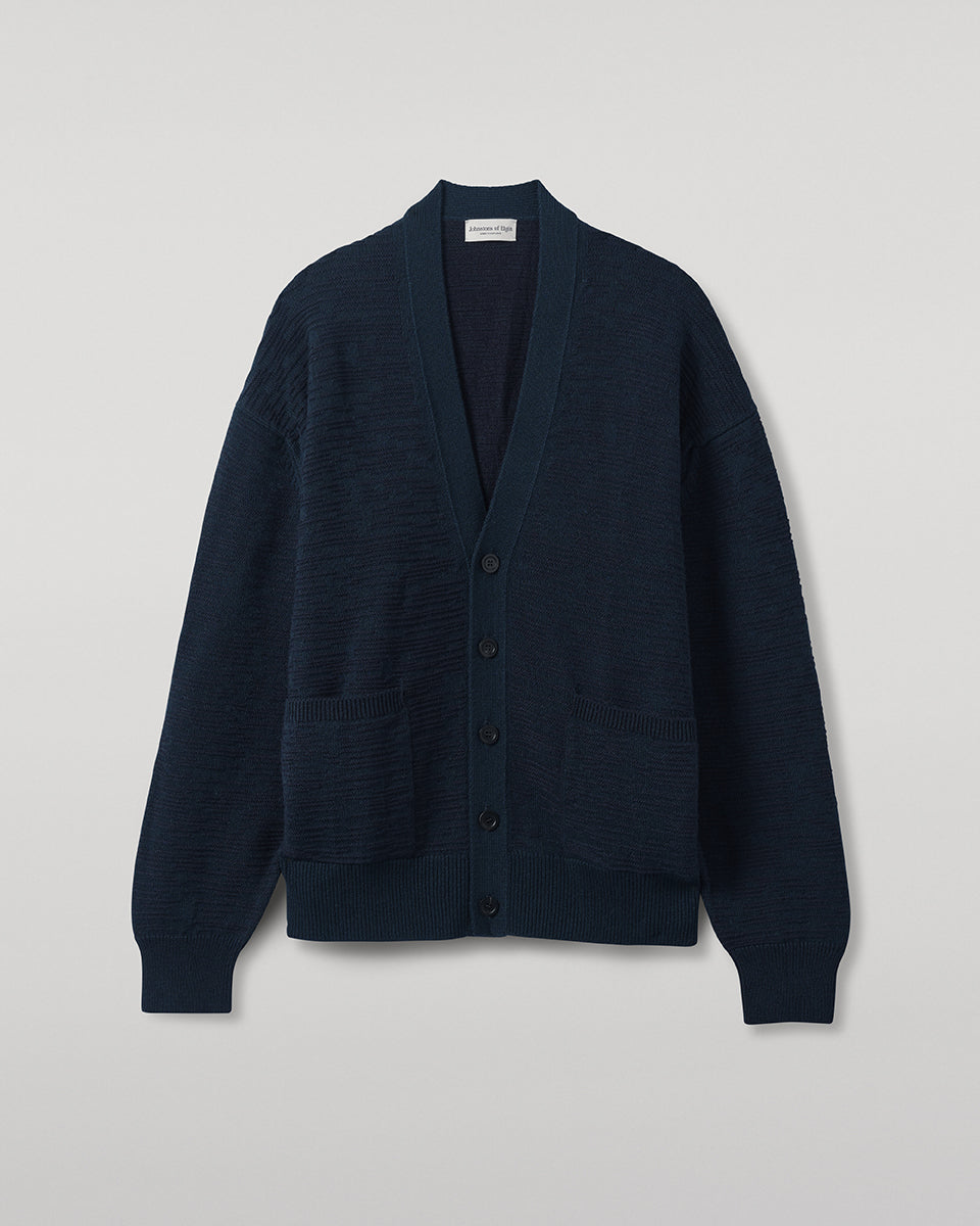 Johnstons of Elgin - Plaited Texture Dark Green Cashmere Cardigan