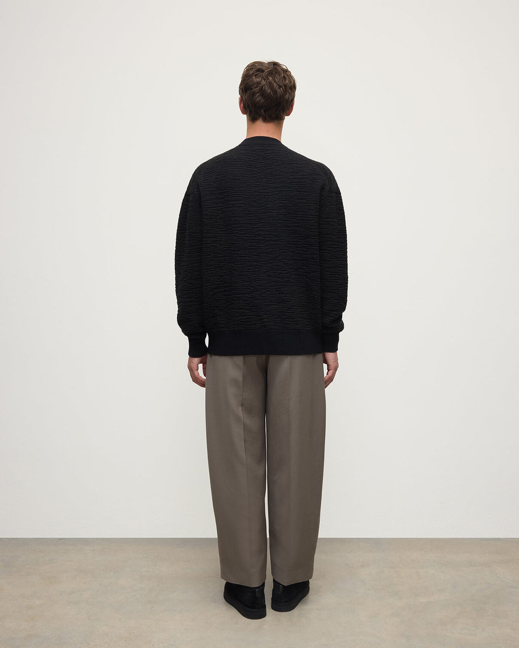Johnstons of Elgin - Plaited Texture Black Cashmere Cardigan