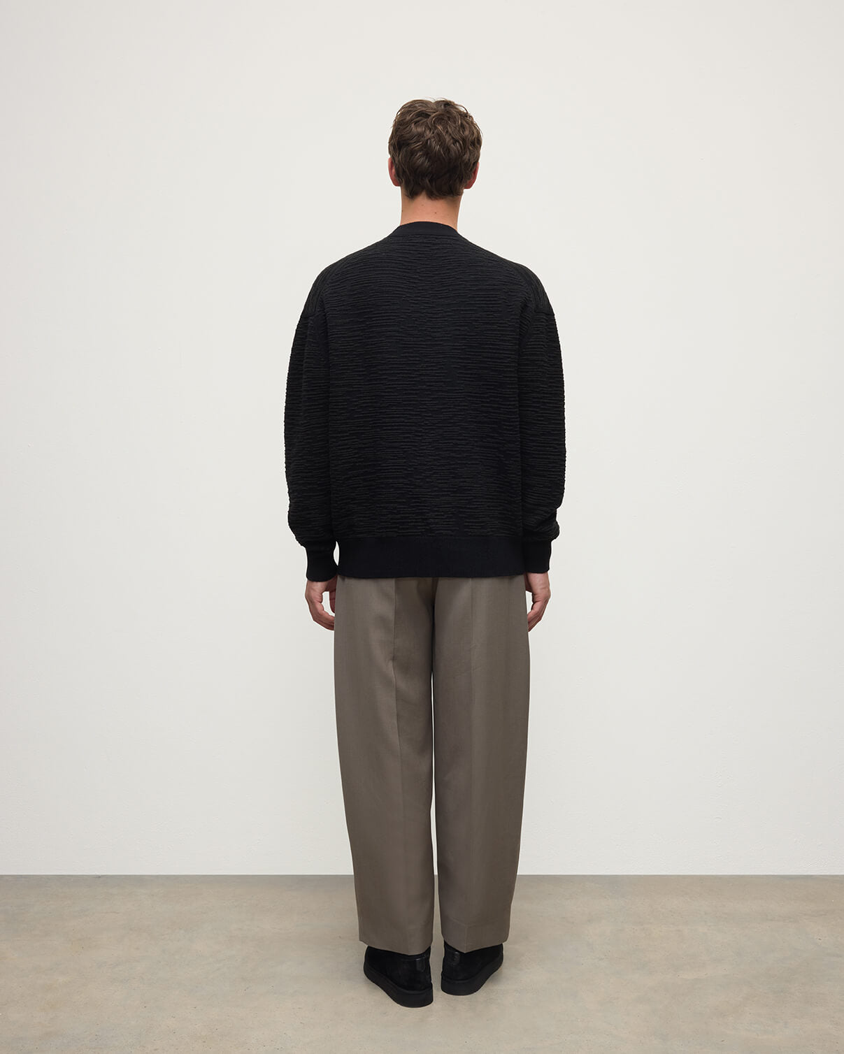 Johnstons of Elgin - Plaited Texture Black Cashmere Cardigan