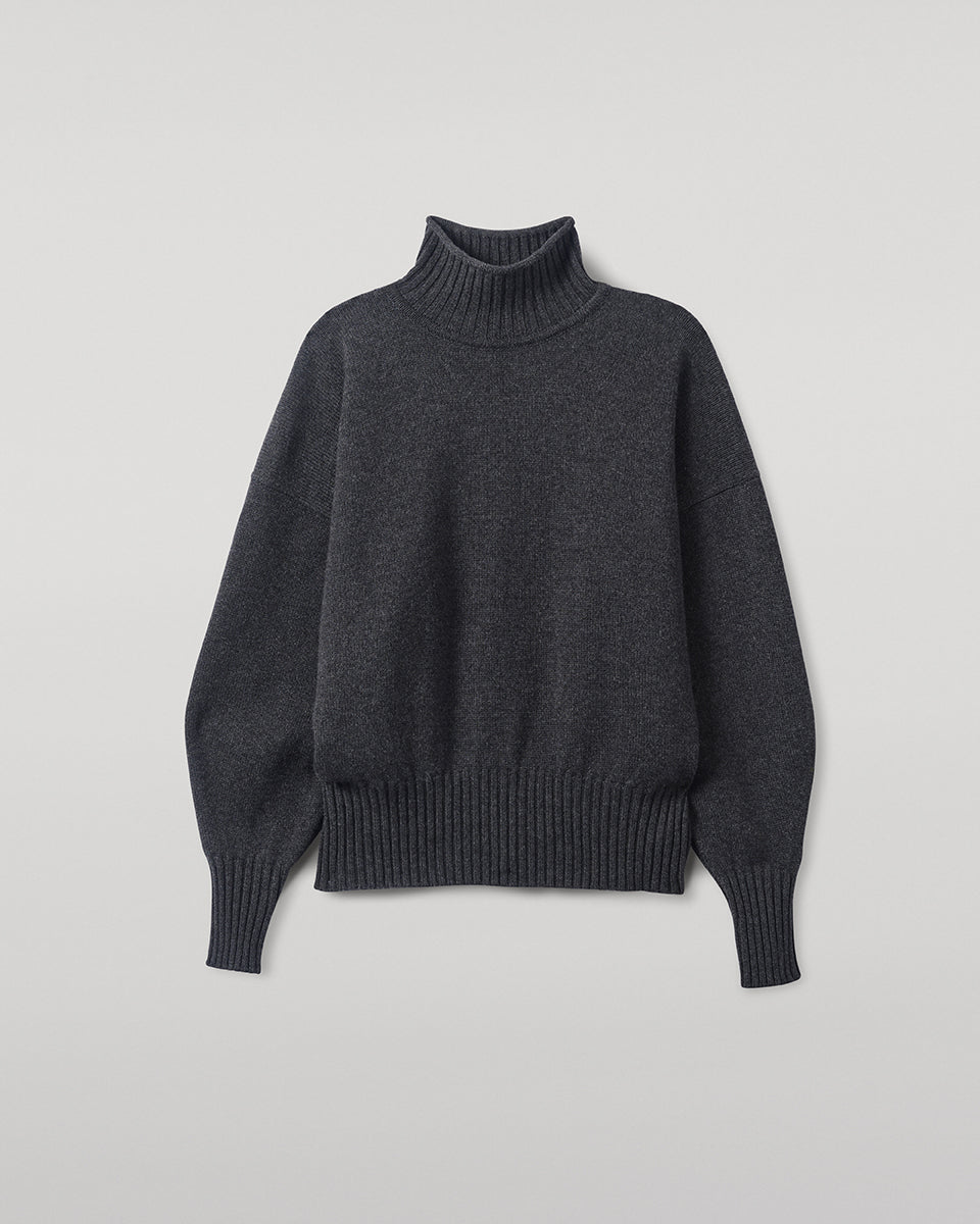 Johnstons of Elgin - High Neck Dark Grey Cashmere Jumper