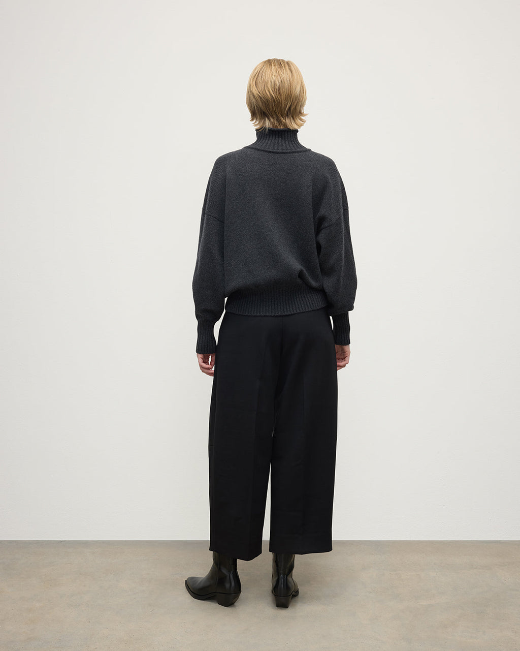 Johnstons of Elgin - High Neck Dark Grey Cashmere Jumper