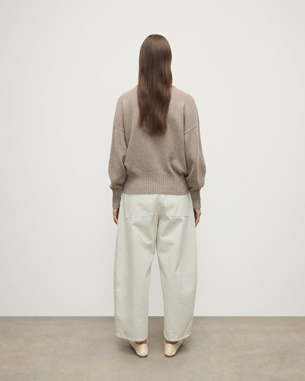 Johnstons of Elgin - High Neck Light Brown Cashmere Jumper