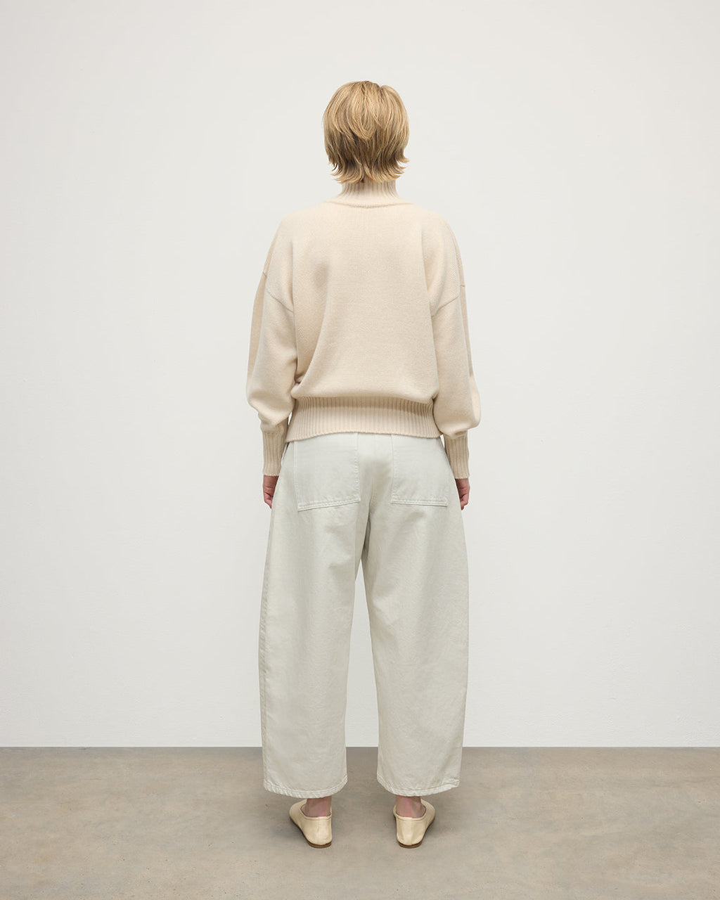 Johnstons of Elgin - High Neck Cream Cashmere Jumper