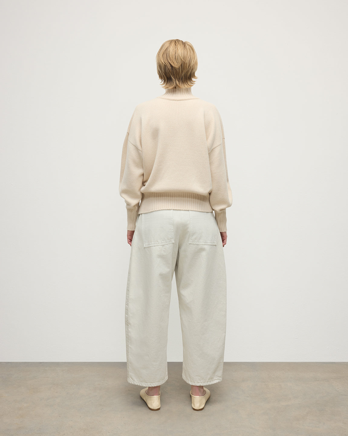 Johnstons of Elgin - High Neck Cream Cashmere Jumper