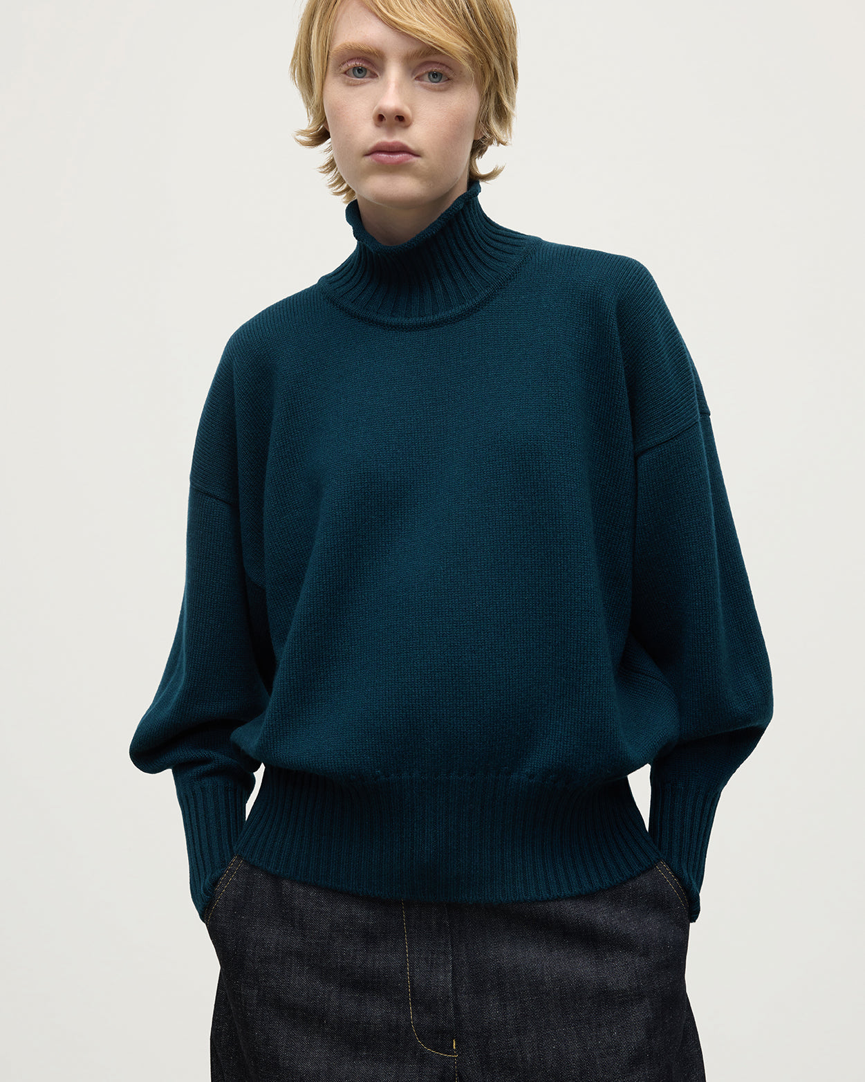Johnstons of Elgin - High Neck Bottle Green Cashmere Jumper