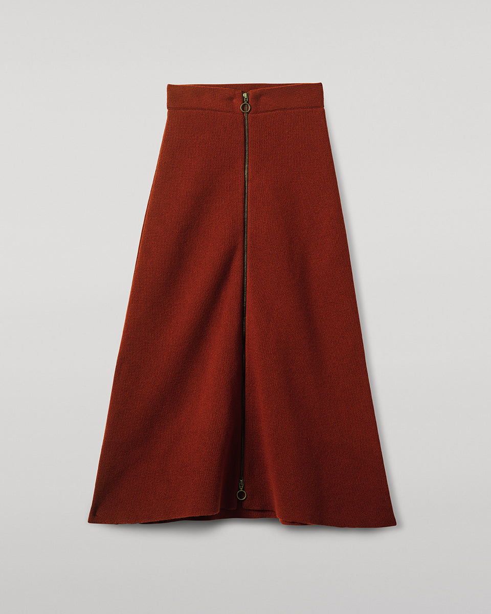 Johnstons of Elgin - A - Line Milano Dark Red Cashmere Skirt