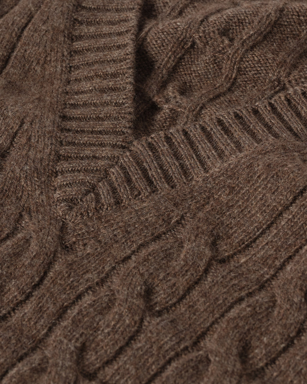Johnstons of Elgin - Kylesku Deep V Brown Cashmere Jumper