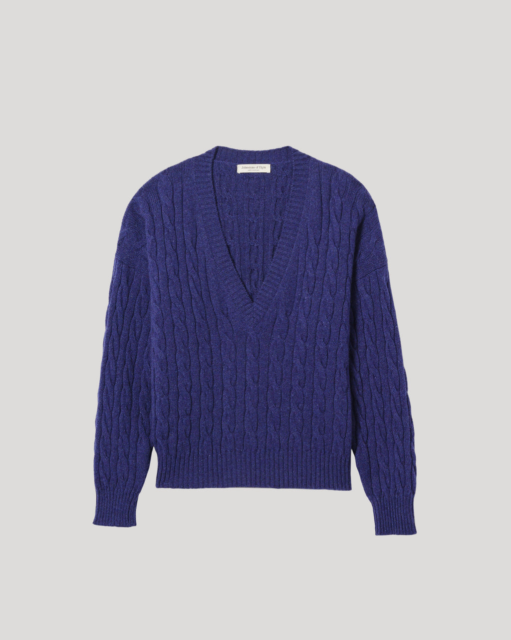 Johnstons of Elgin - Kylesku Deep V Blue Cashmere Jumper