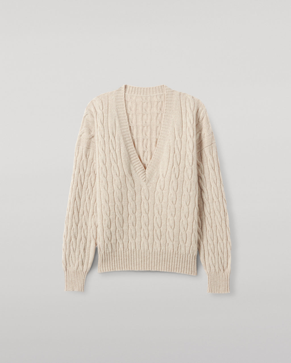 Johnstons of Elgin - Kylesku Cream Deep V Cashmere Jumper