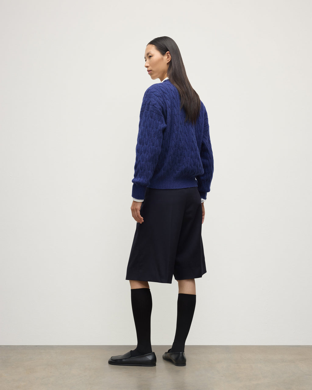 Johnstons of Elgin - Kylesku Deep V Blue Cashmere Jumper