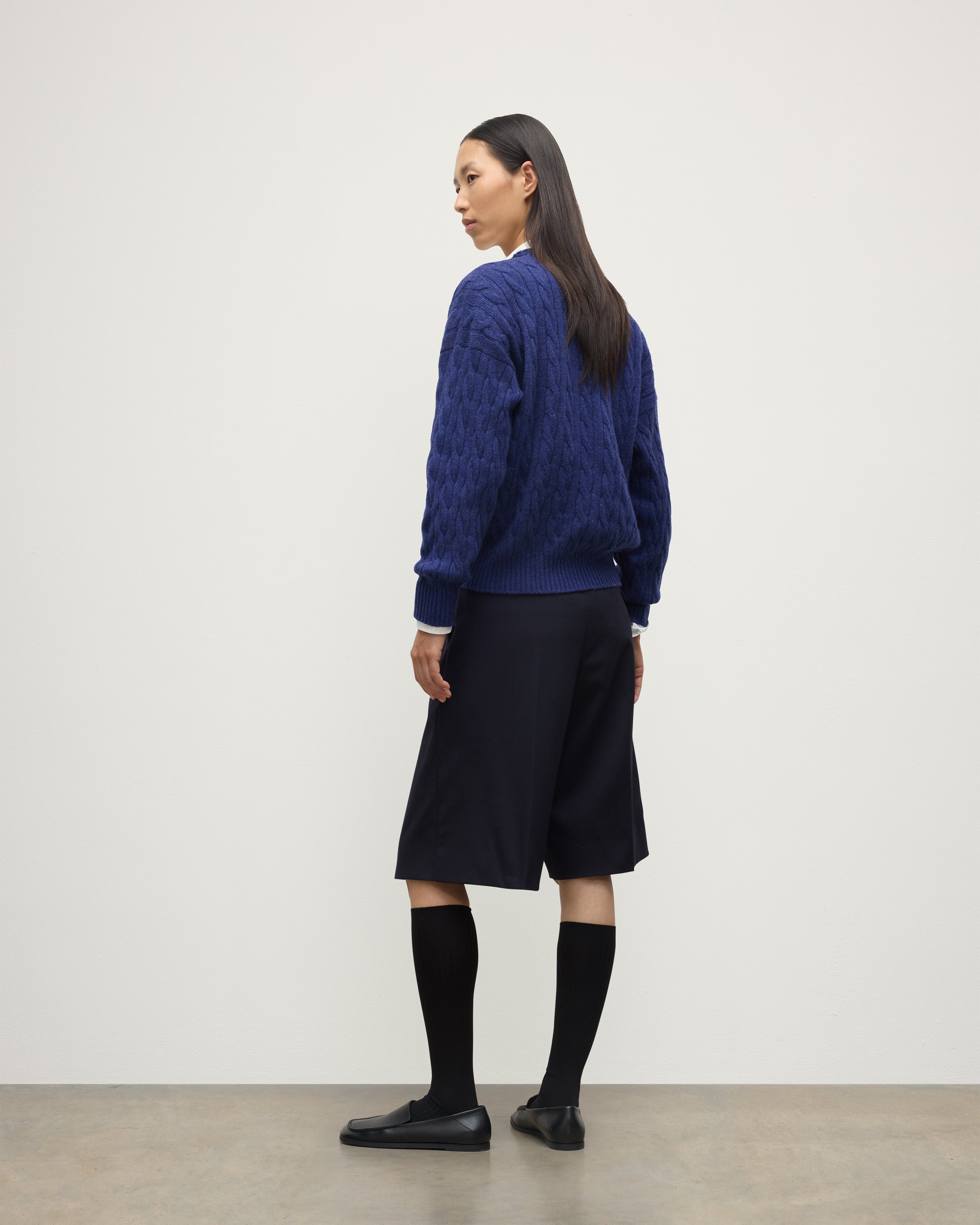 Johnstons of Elgin - Kylesku Deep V Blue Cashmere Jumper