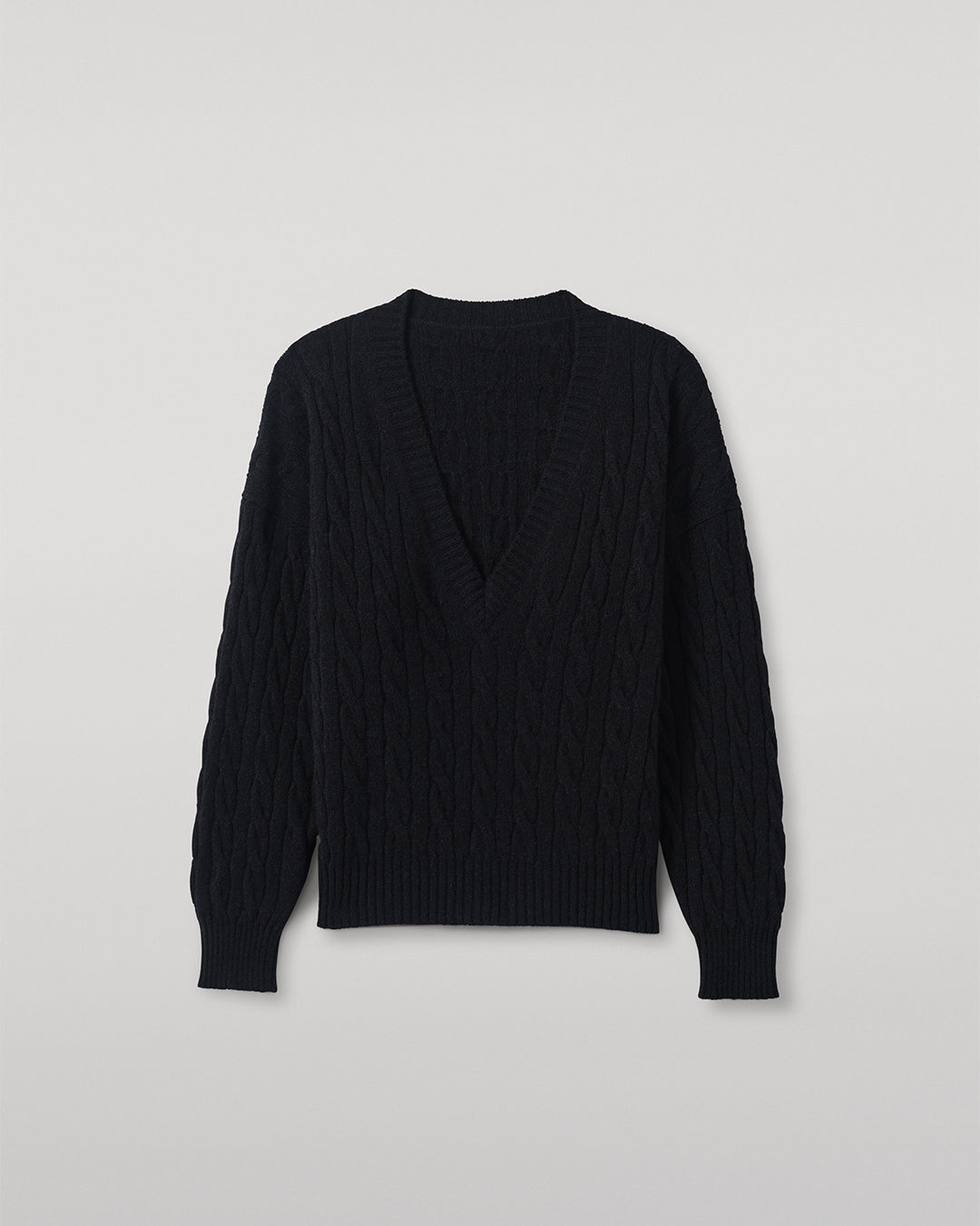Johnstons of Elgin - Kylesku Deep V Dark Blue Cashmere Jumper