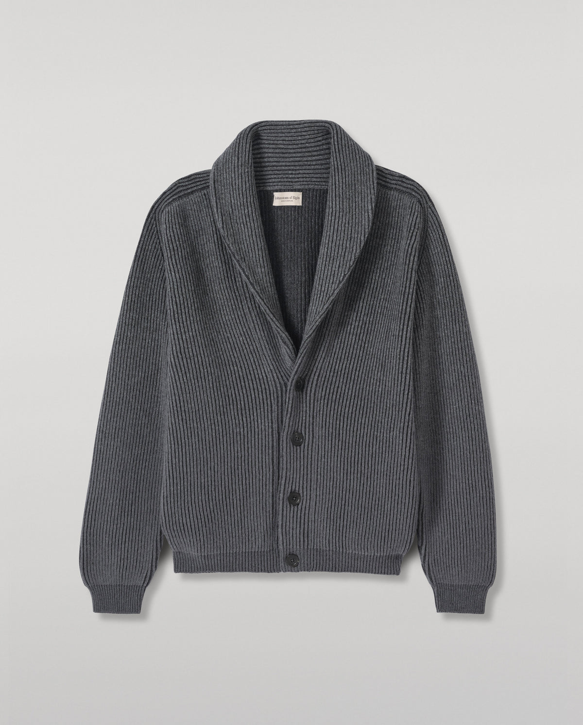 Johnstons of Elgin - Pioneer Grey Shawl Collar Cashmere Cardigan