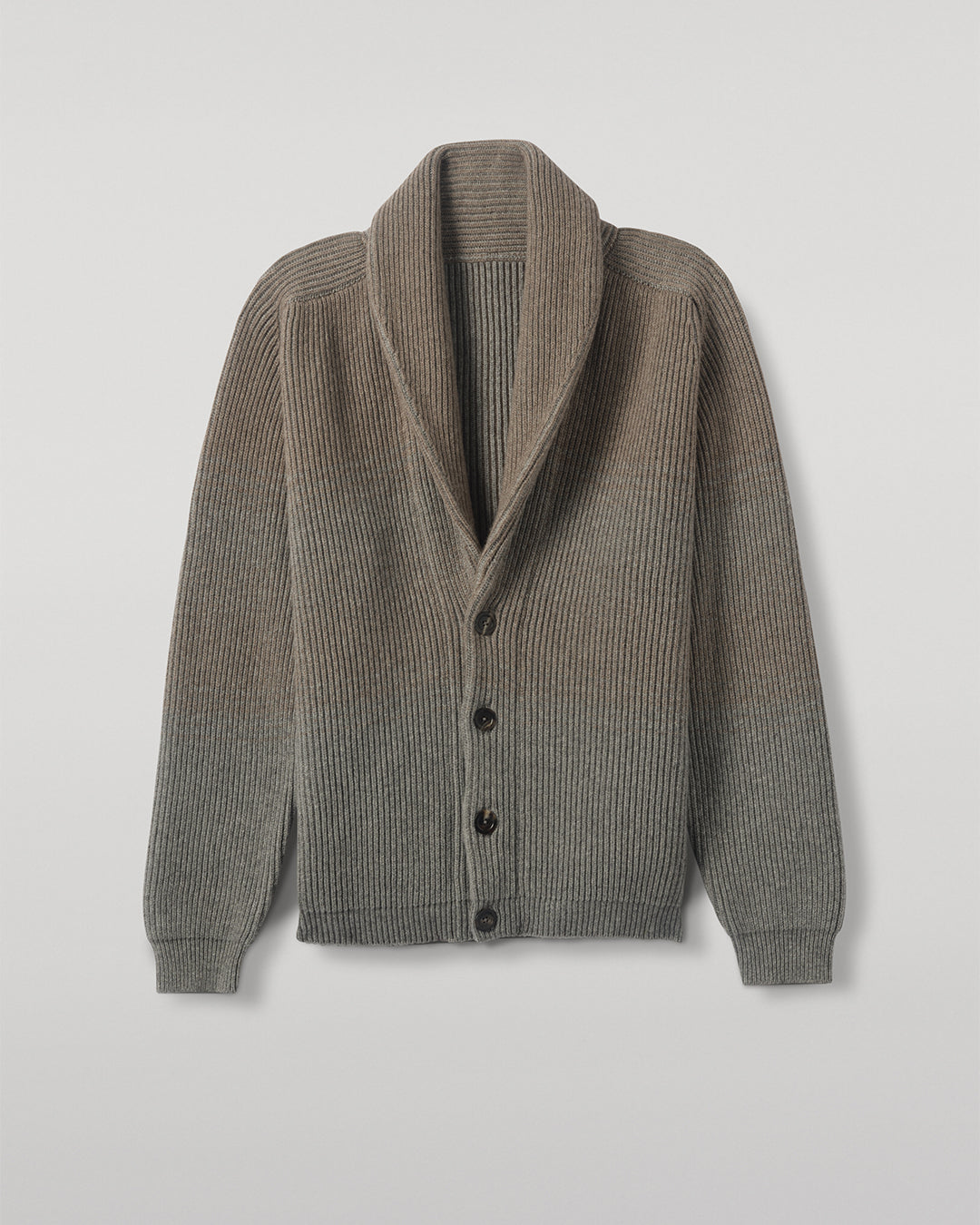 Johnstons of Elgin - Pioneer Light Brown to Grey Shawl Collar Cashmere Cardigan
