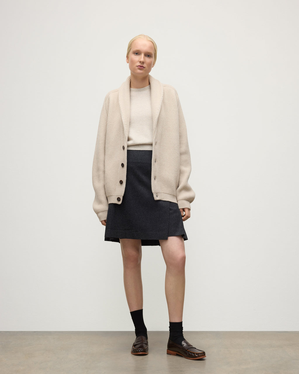 Johnstons of Elgin - Pioneer Natural Shawl Collar Cashmere Cardigan