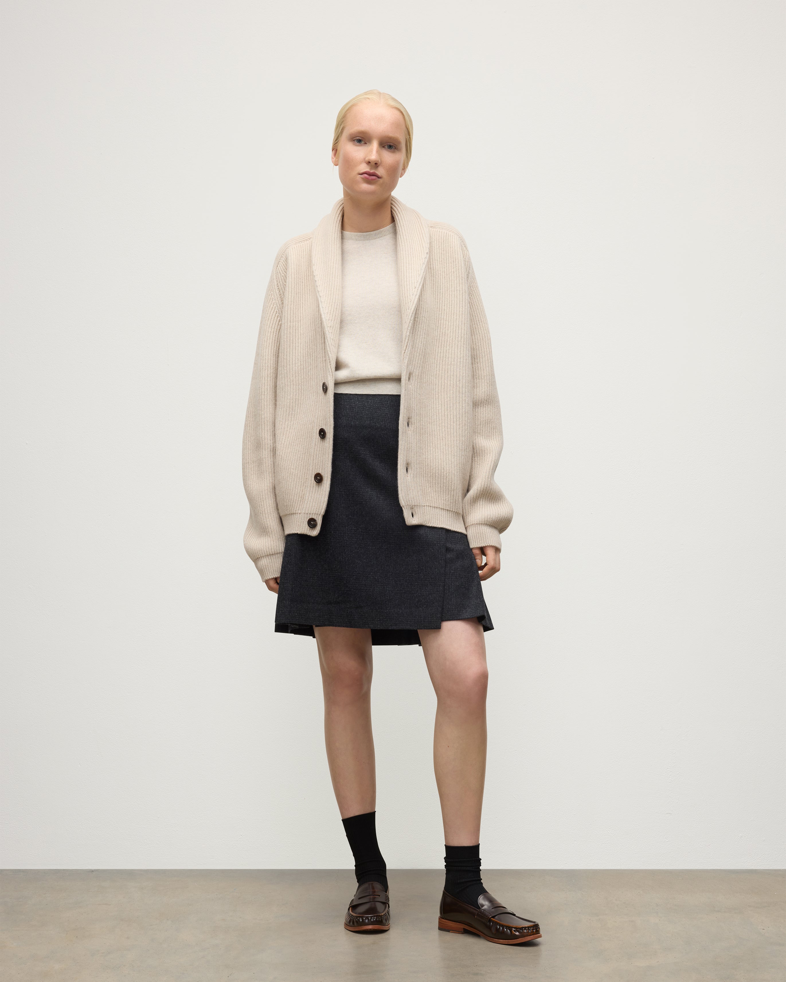 Johnstons of Elgin - Pioneer Natural Shawl Collar Cashmere Cardigan