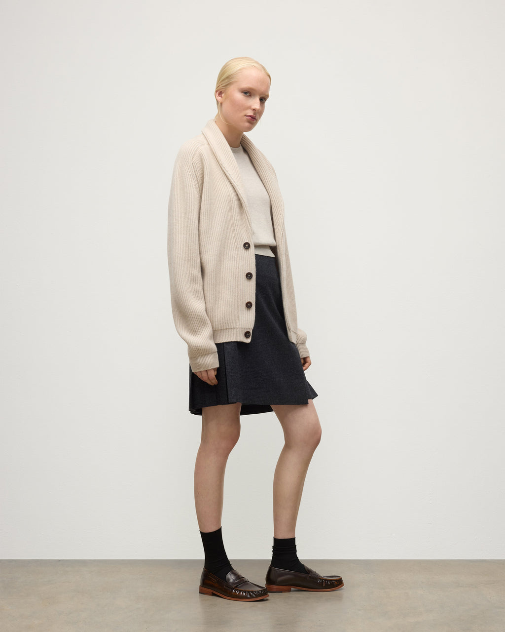 Johnstons of Elgin - Pioneer Natural Shawl Collar Cashmere Cardigan