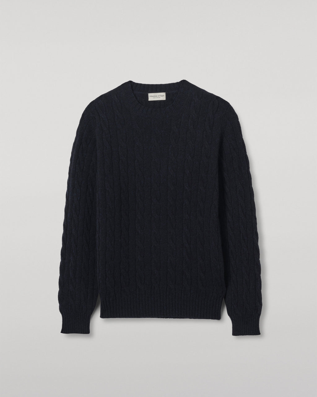 Johnstons of Elgin - Calder Dark Blue Cable Cashmere Jumper