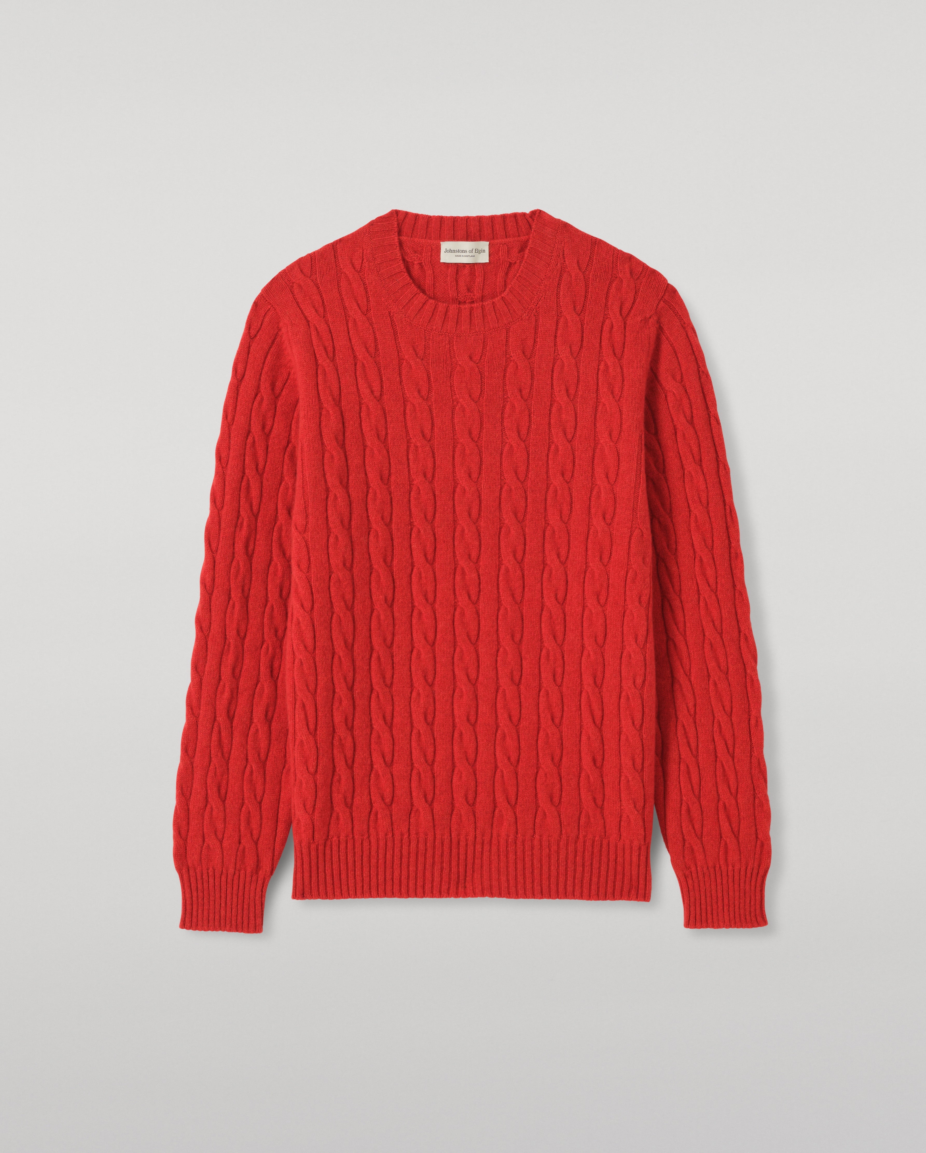 Johnstons of Elgin - Calder Red Cable Cashmere Jumper