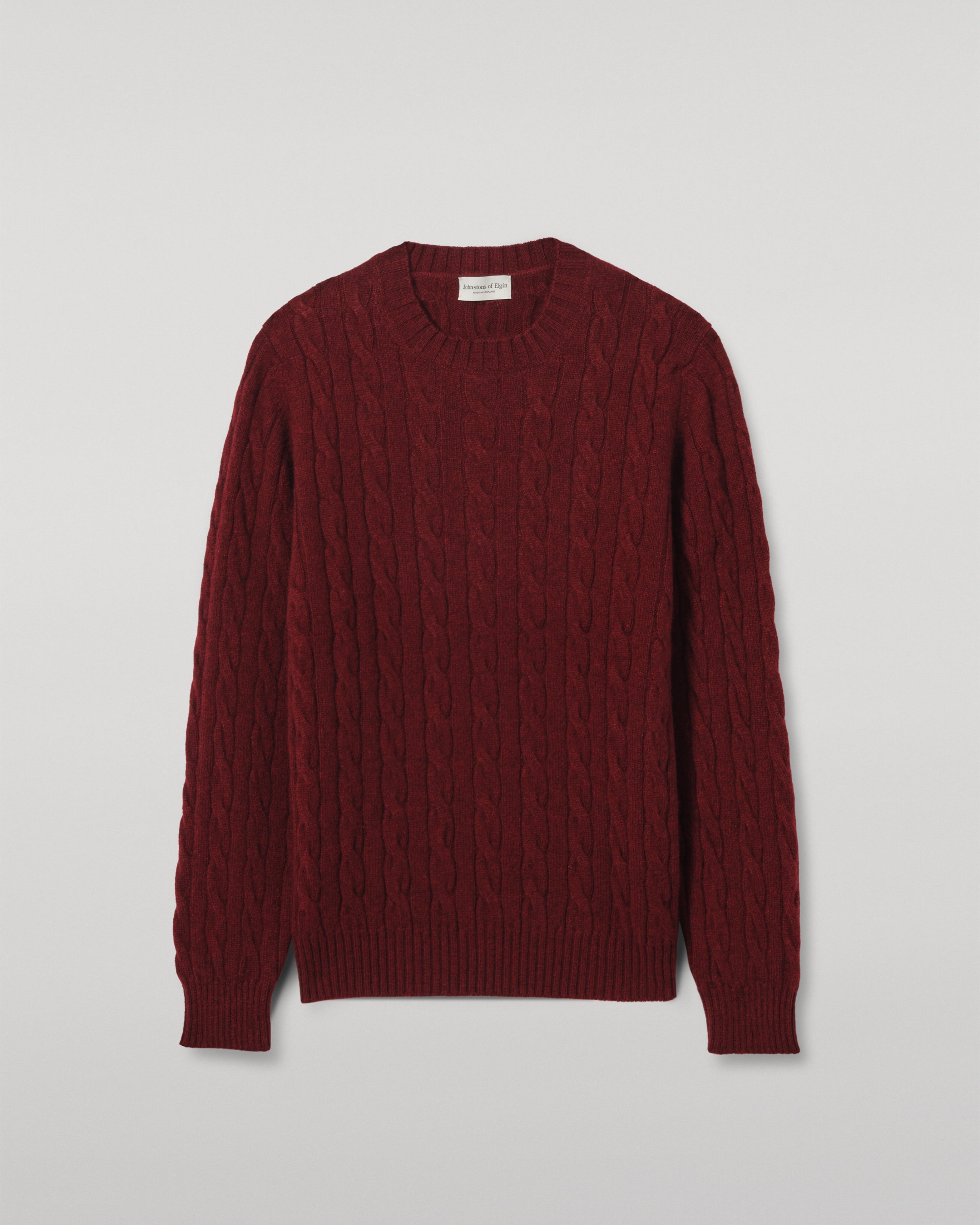 Johnstons of Elgin - Calder Dark Red Cable Cashmere Jumper
