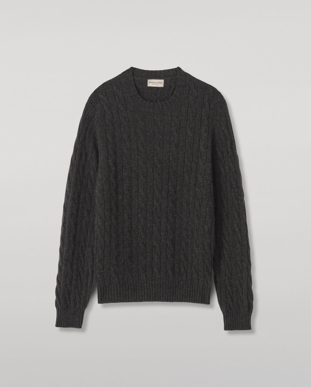 Johnstons of Elgin - Calder Dark Grey Cable Cashmere Jumper