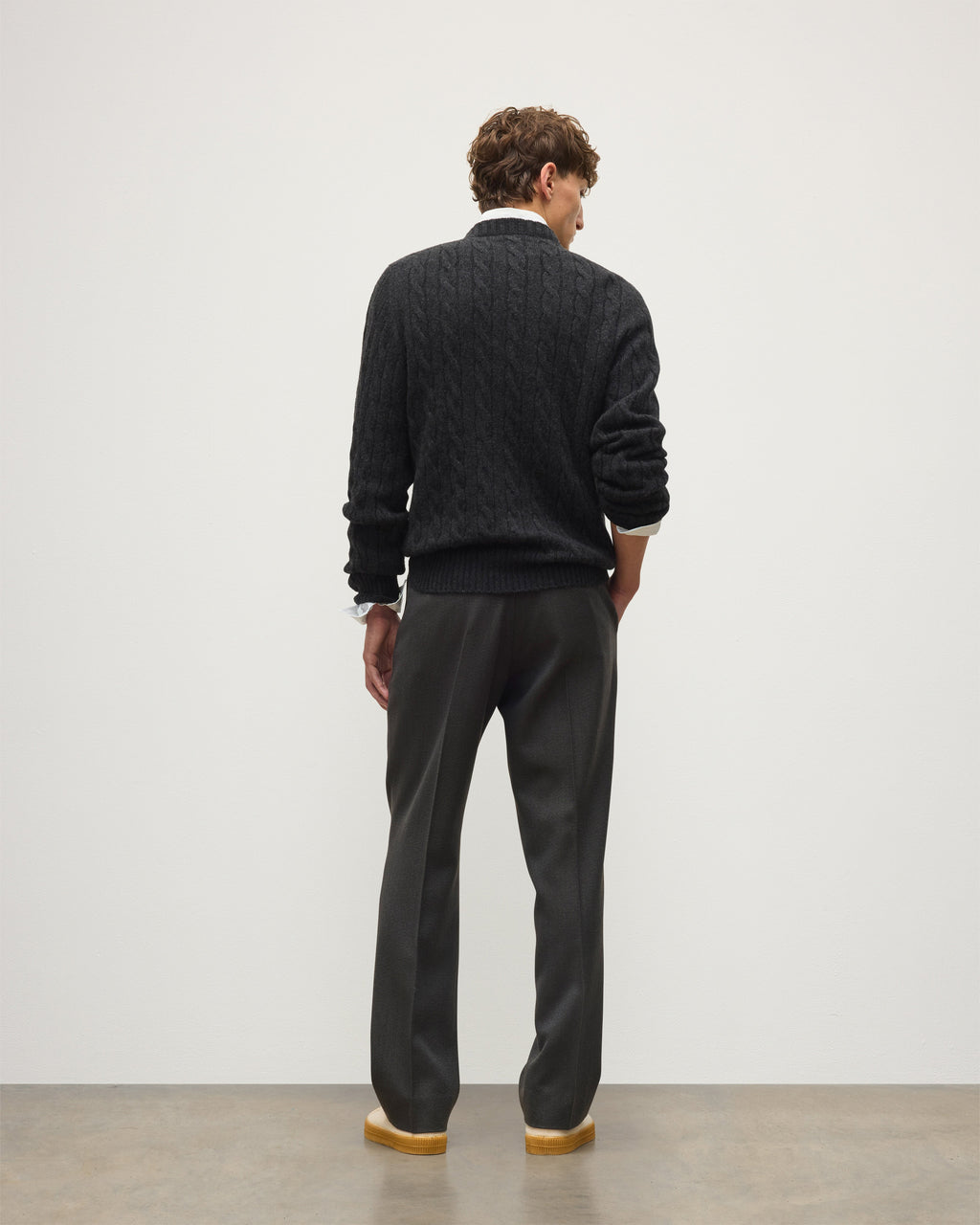 Johnstons of Elgin - Calder Dark Grey Cable Cashmere Jumper