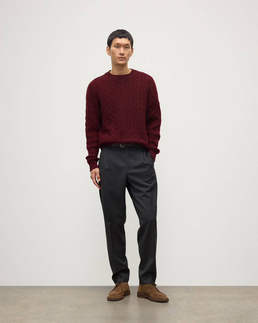 Johnstons of Elgin - Calder Dark Red Cable Cashmere Jumper