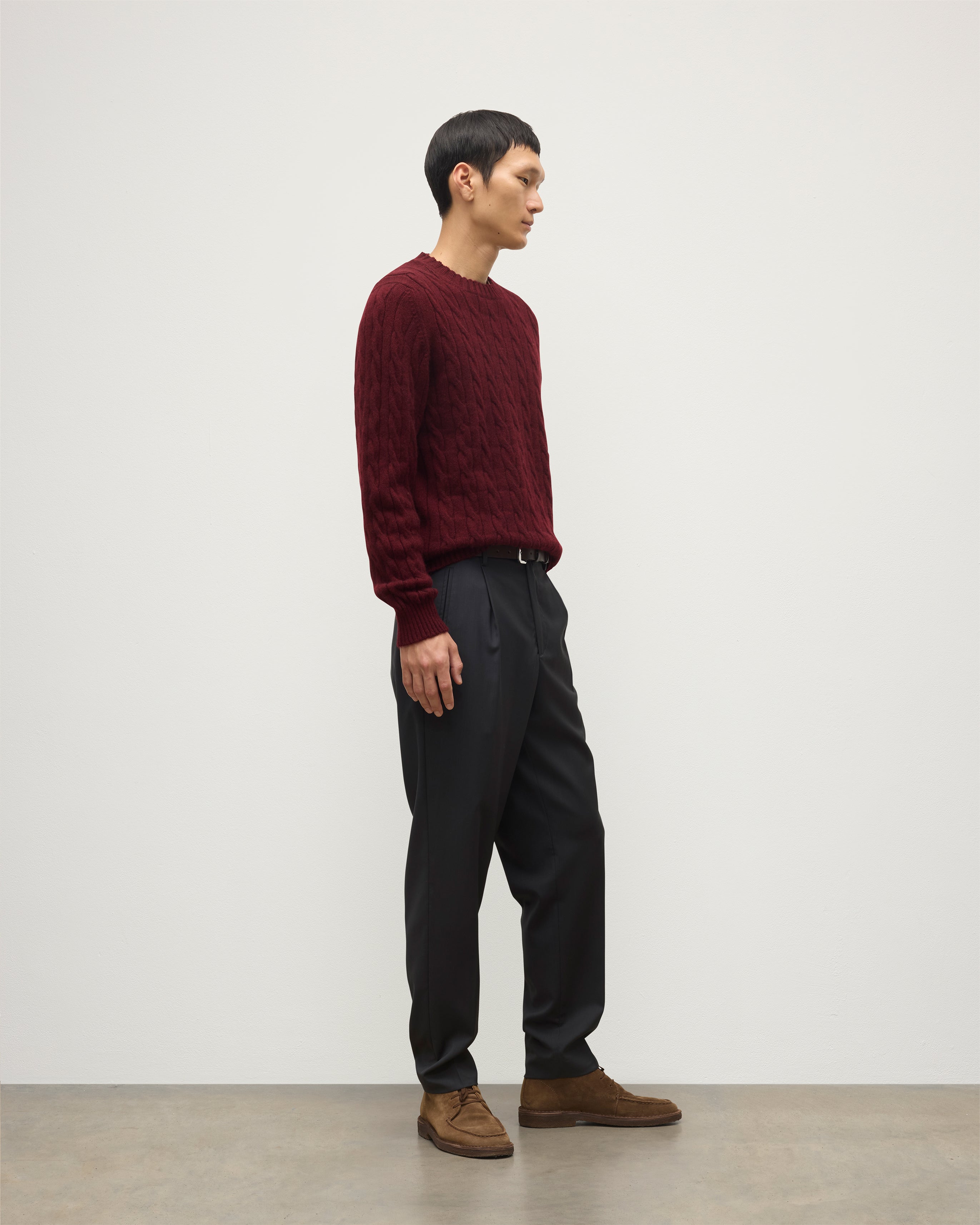 Johnstons of Elgin - Calder Dark Red Cable Cashmere Jumper