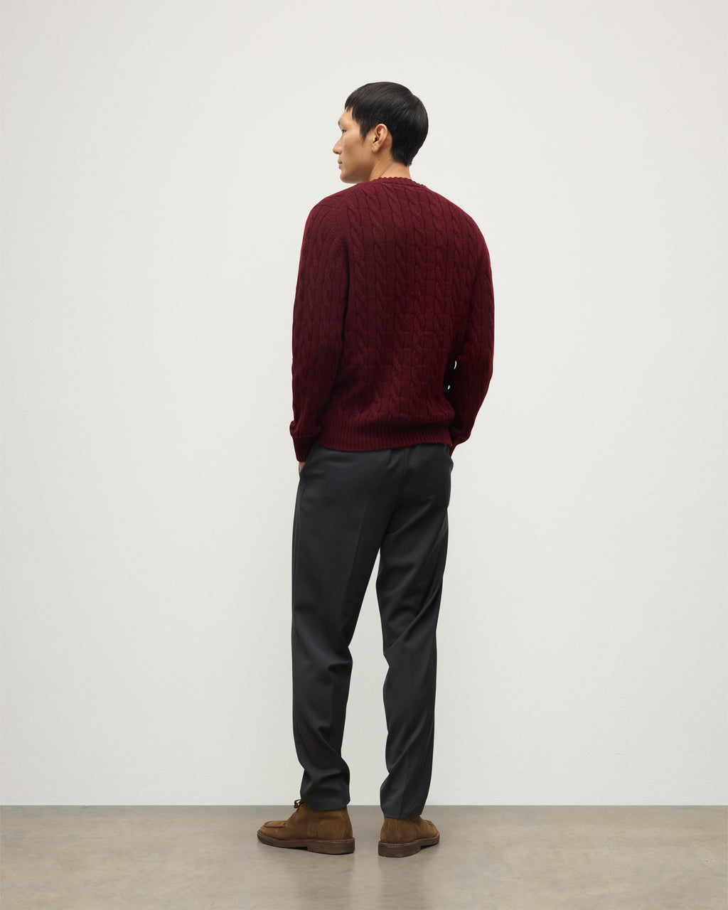 Johnstons of Elgin - Calder Dark Red Cable Cashmere Jumper