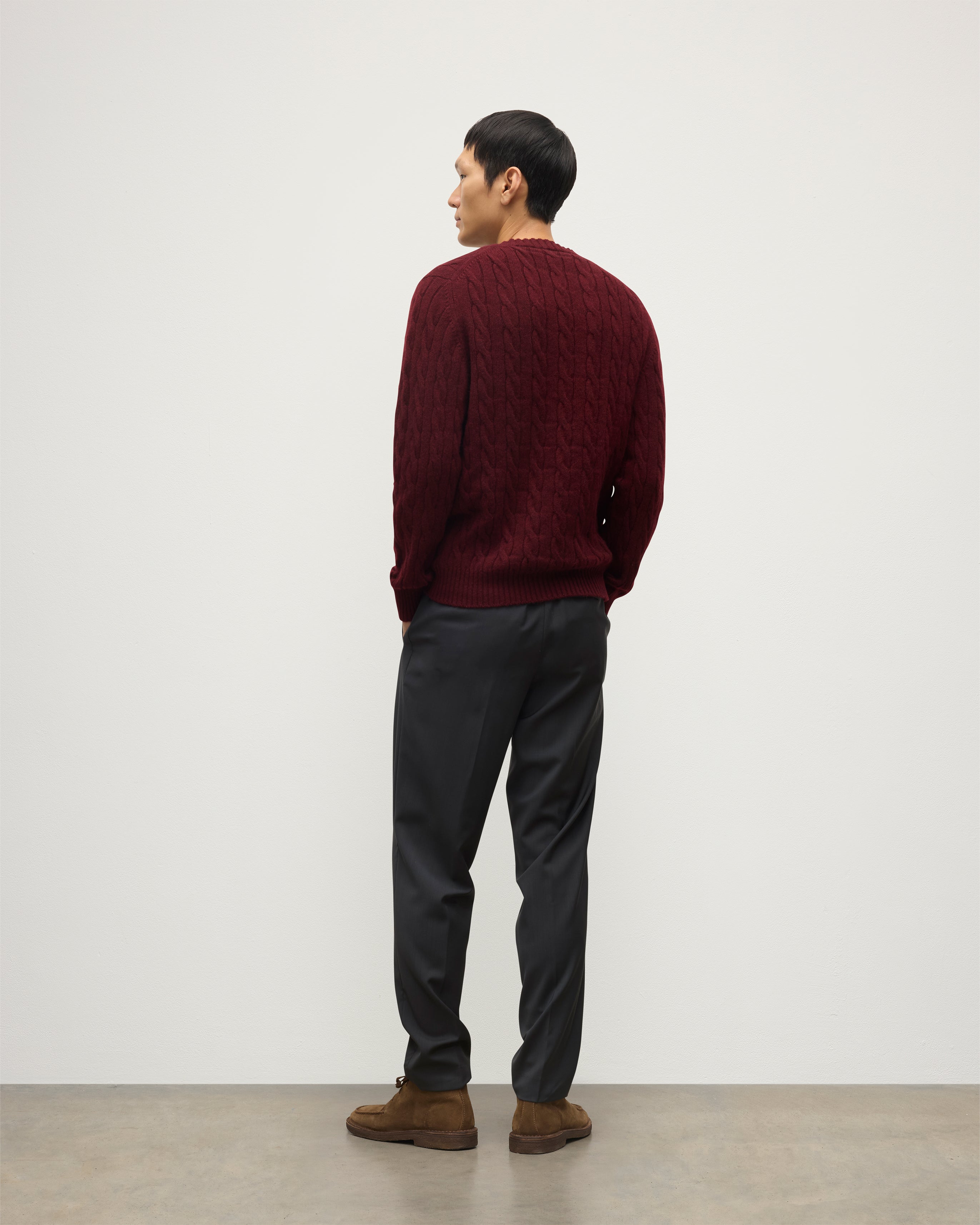 Johnstons of Elgin - Calder Dark Red Cable Cashmere Jumper