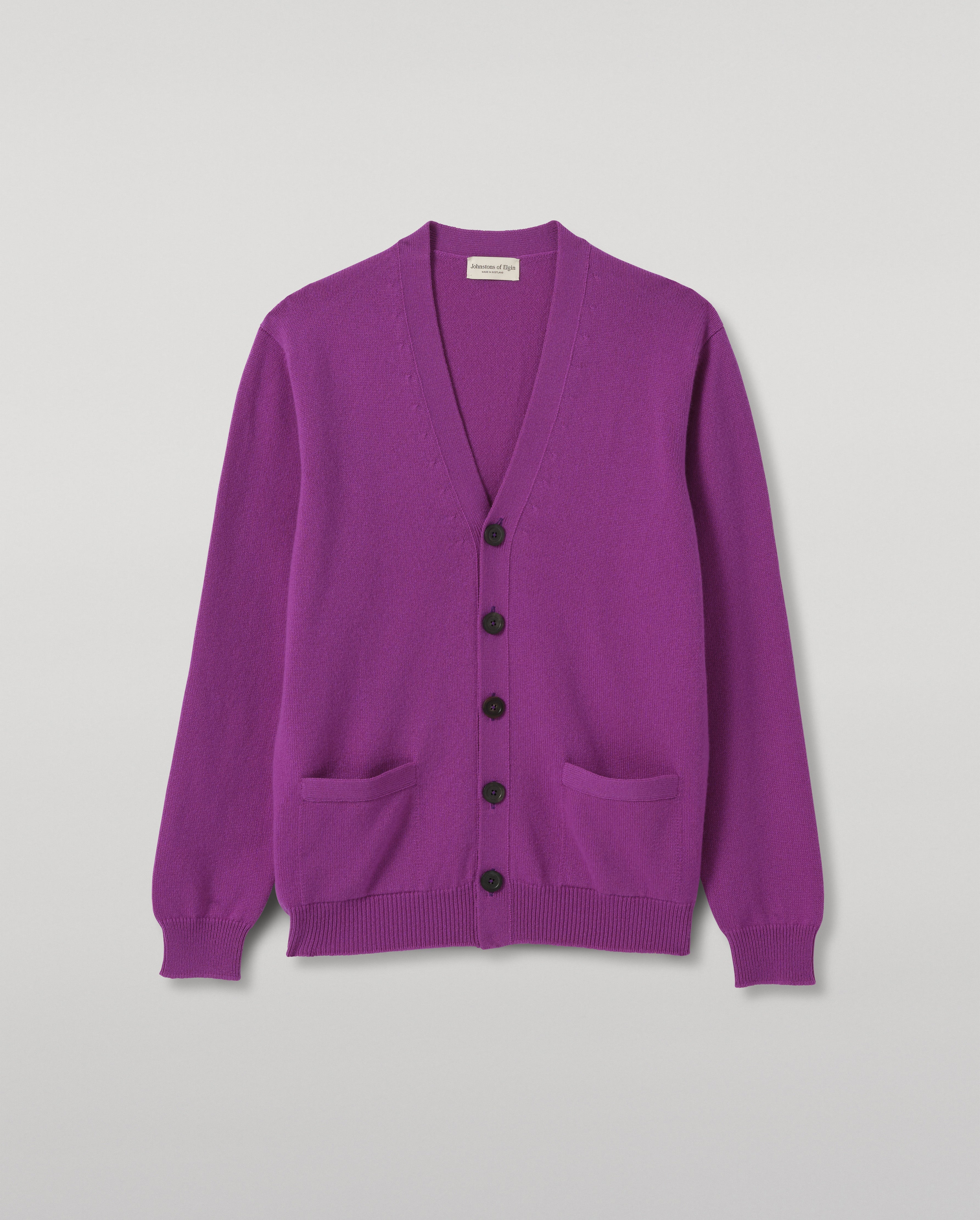 Johnstons of Elgin - Redpath Purple Cashmere Cardigan