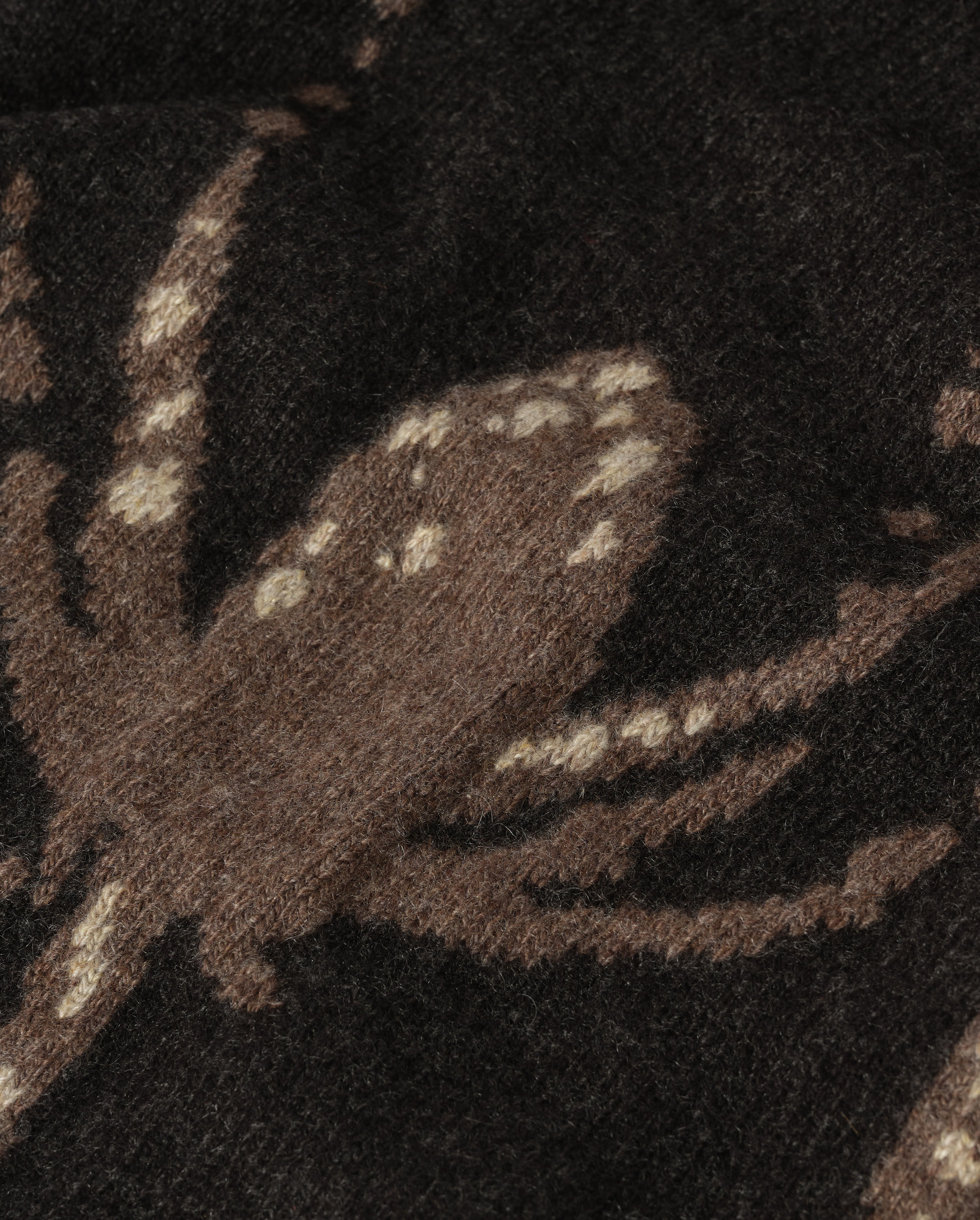 Johnstons of Elgin - Wild Thistle Intarsia Dark Grey Cashmere Cardigan