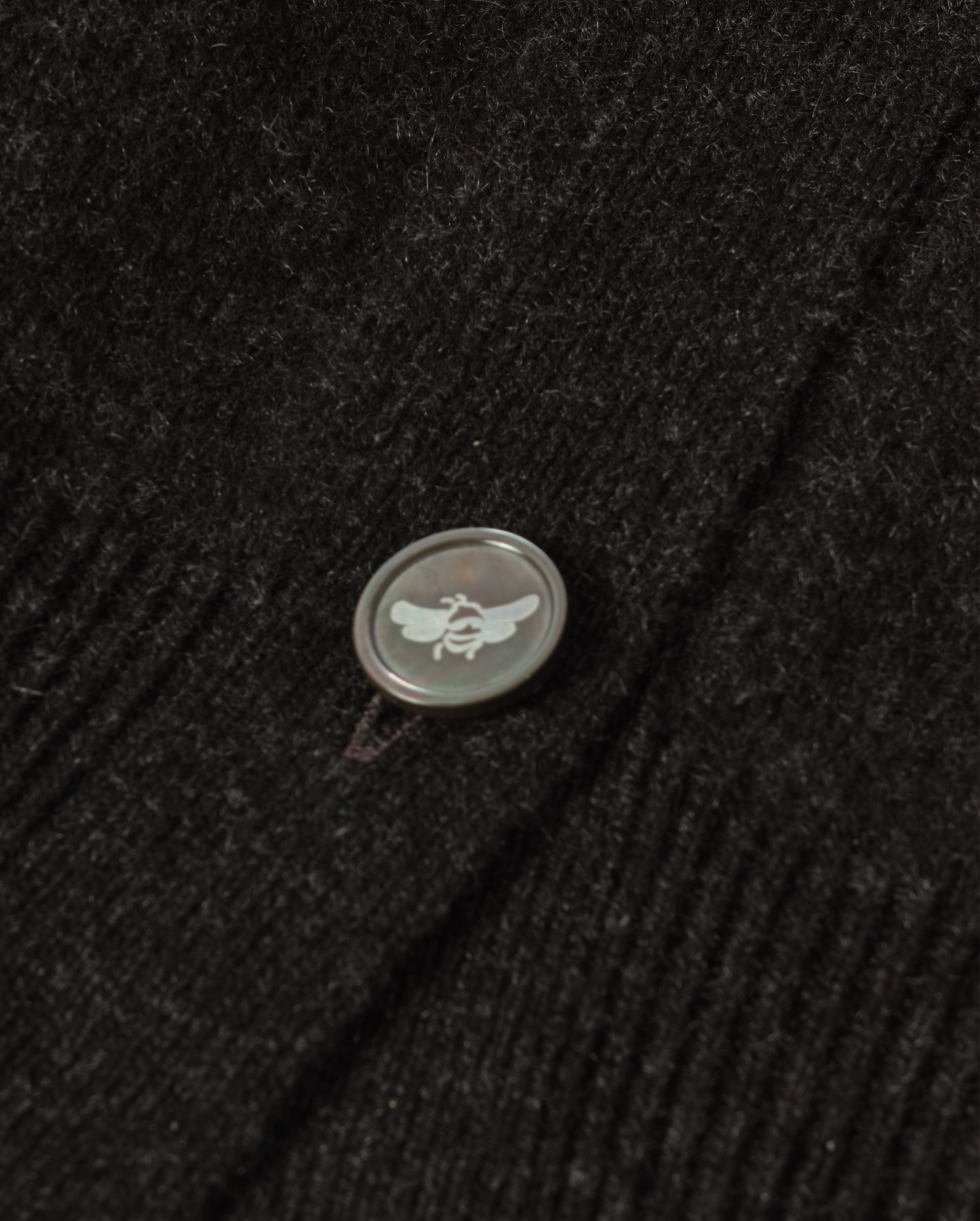 Johnstons of Elgin - Wild Thistle Intarsia Dark Grey Cashmere Cardigan