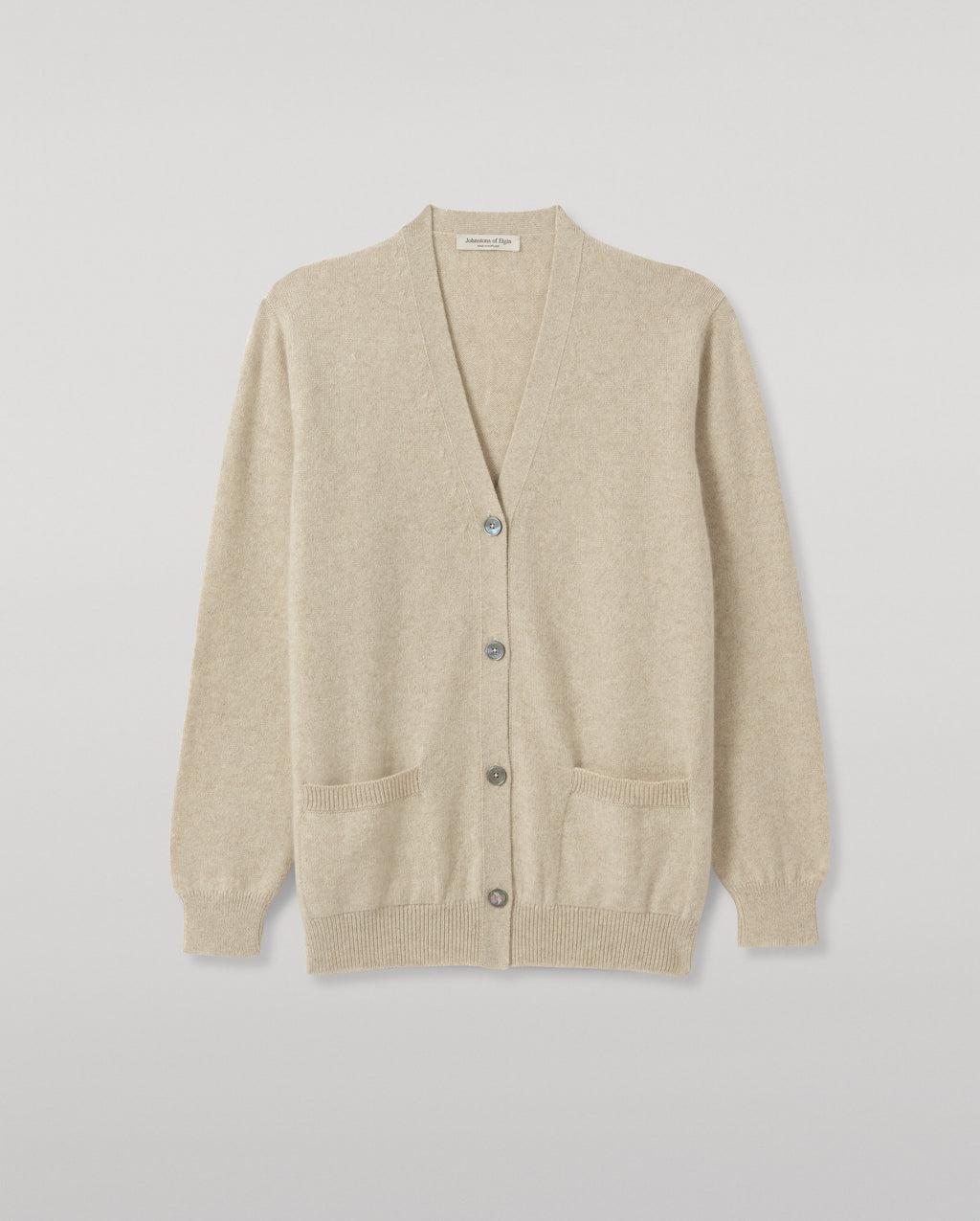 Johnstons of Elgin - Wild Thistle Intarsia Natural Cashmere Cardigan