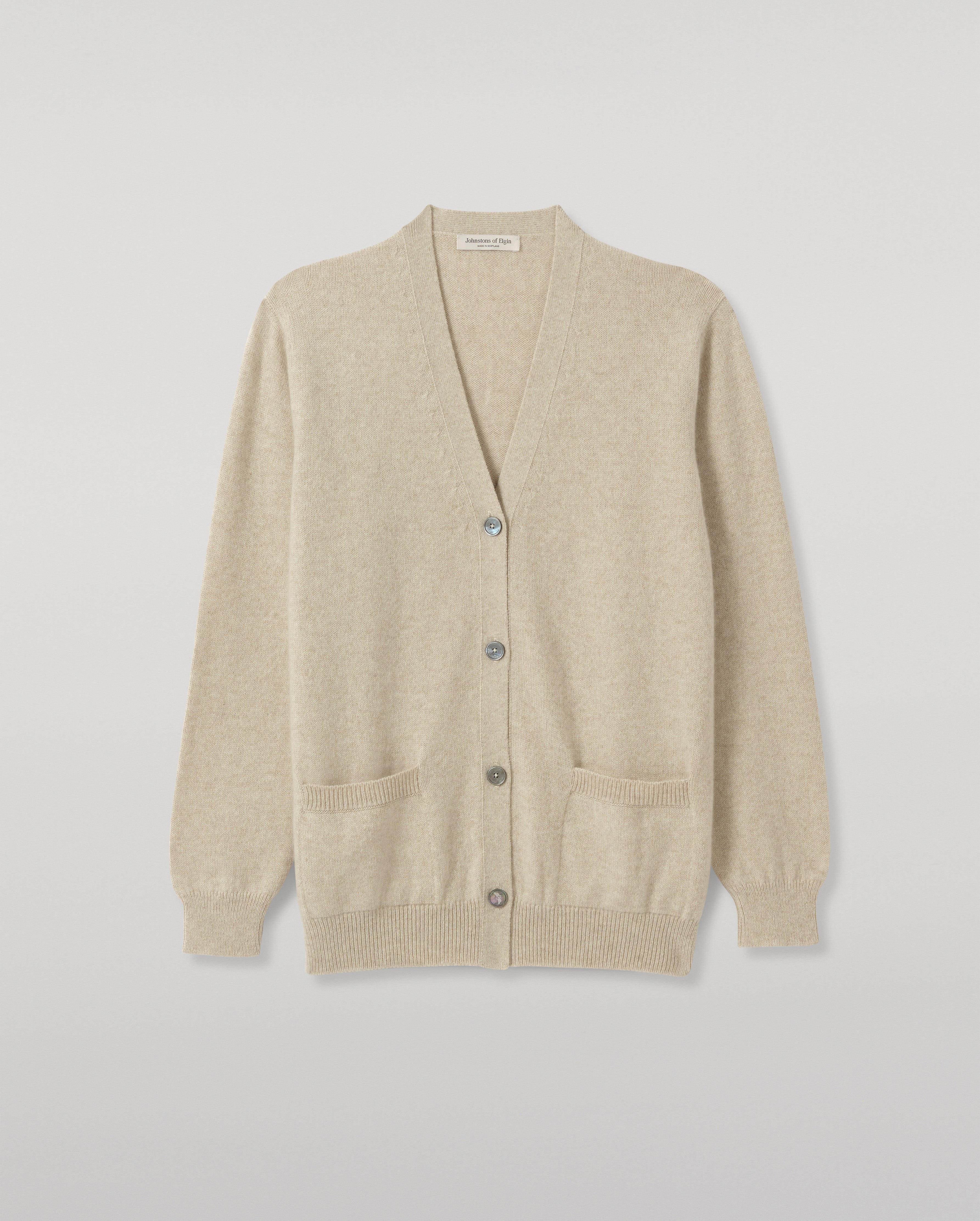 Johnstons of Elgin - Wild Thistle Intarsia Natural Cashmere Cardigan