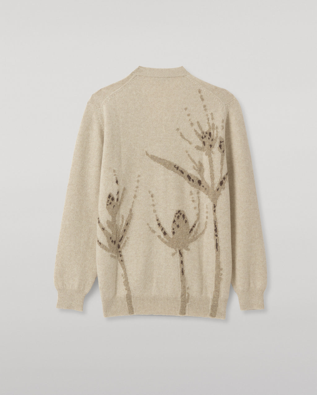 Johnstons of Elgin - Wild Thistle Intarsia Natural Cashmere Cardigan