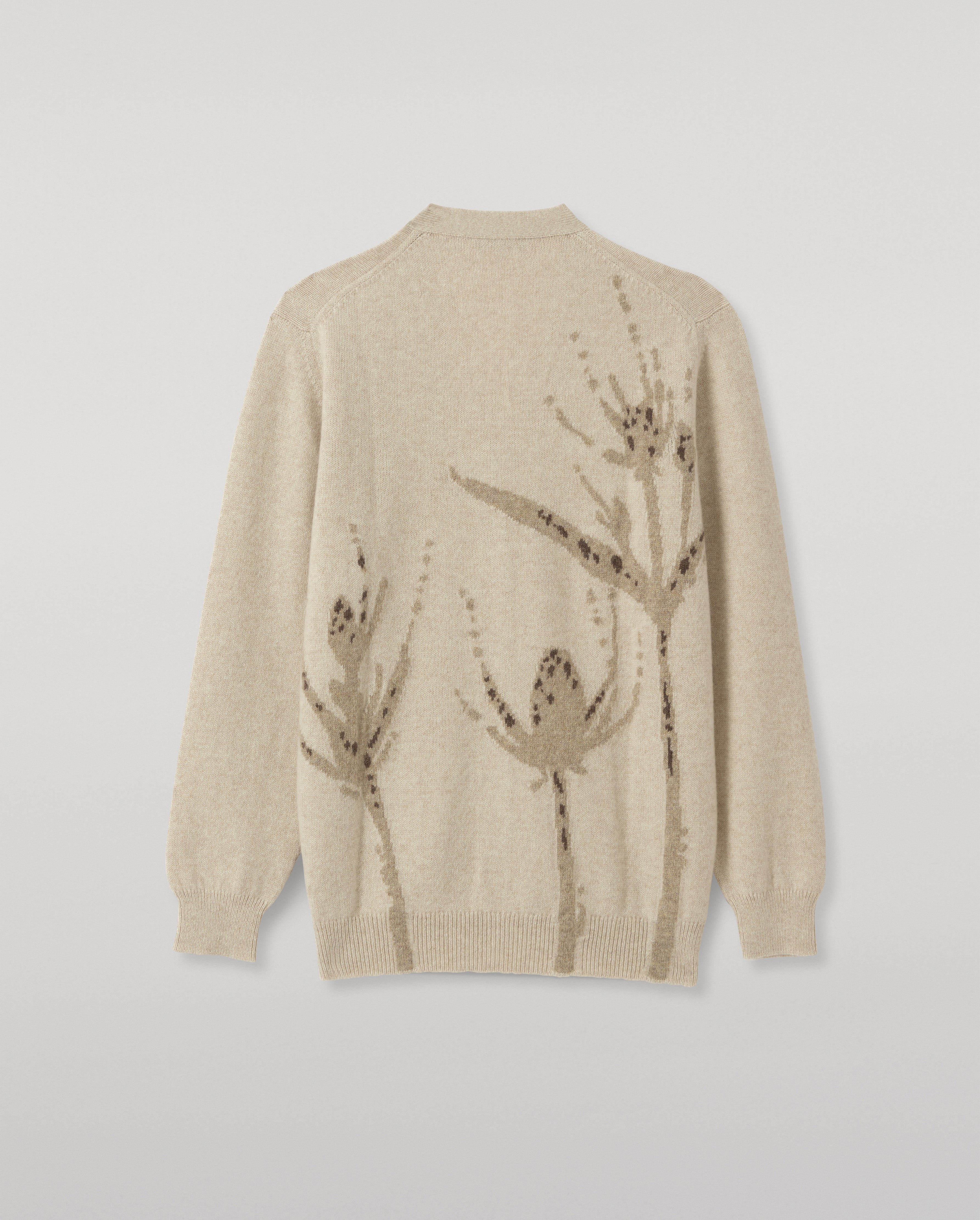 Johnstons of Elgin - Wild Thistle Intarsia Natural Cashmere Cardigan