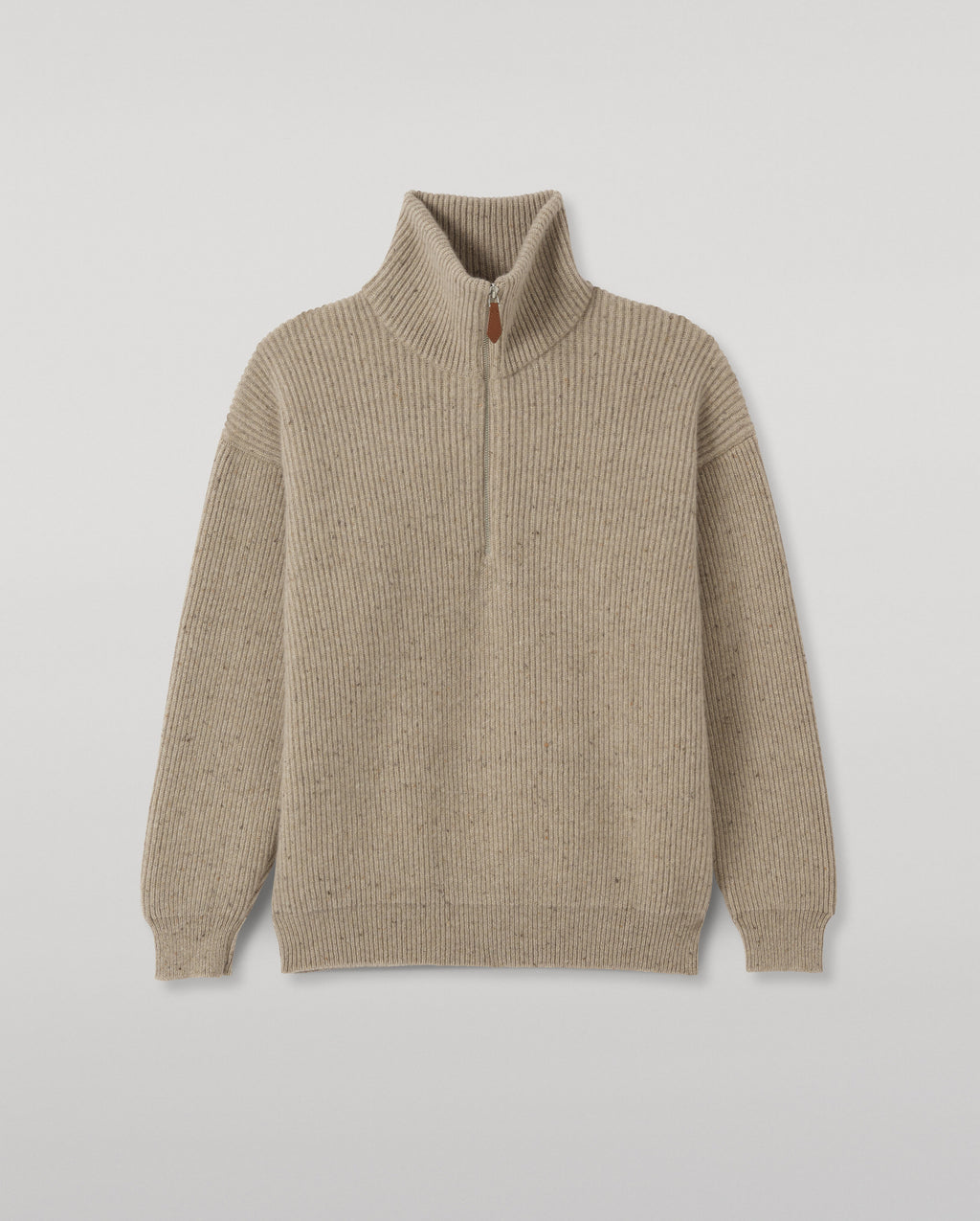 Johnstons of Elgin - Kinnaird Natural Half Zip Donegal Cashmere Jumper