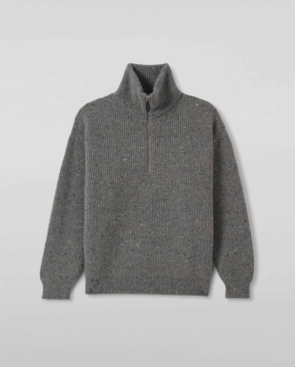 Johnstons of Elgin - Kinnaird Grey Half Zip Donegal Cashmere Jumper