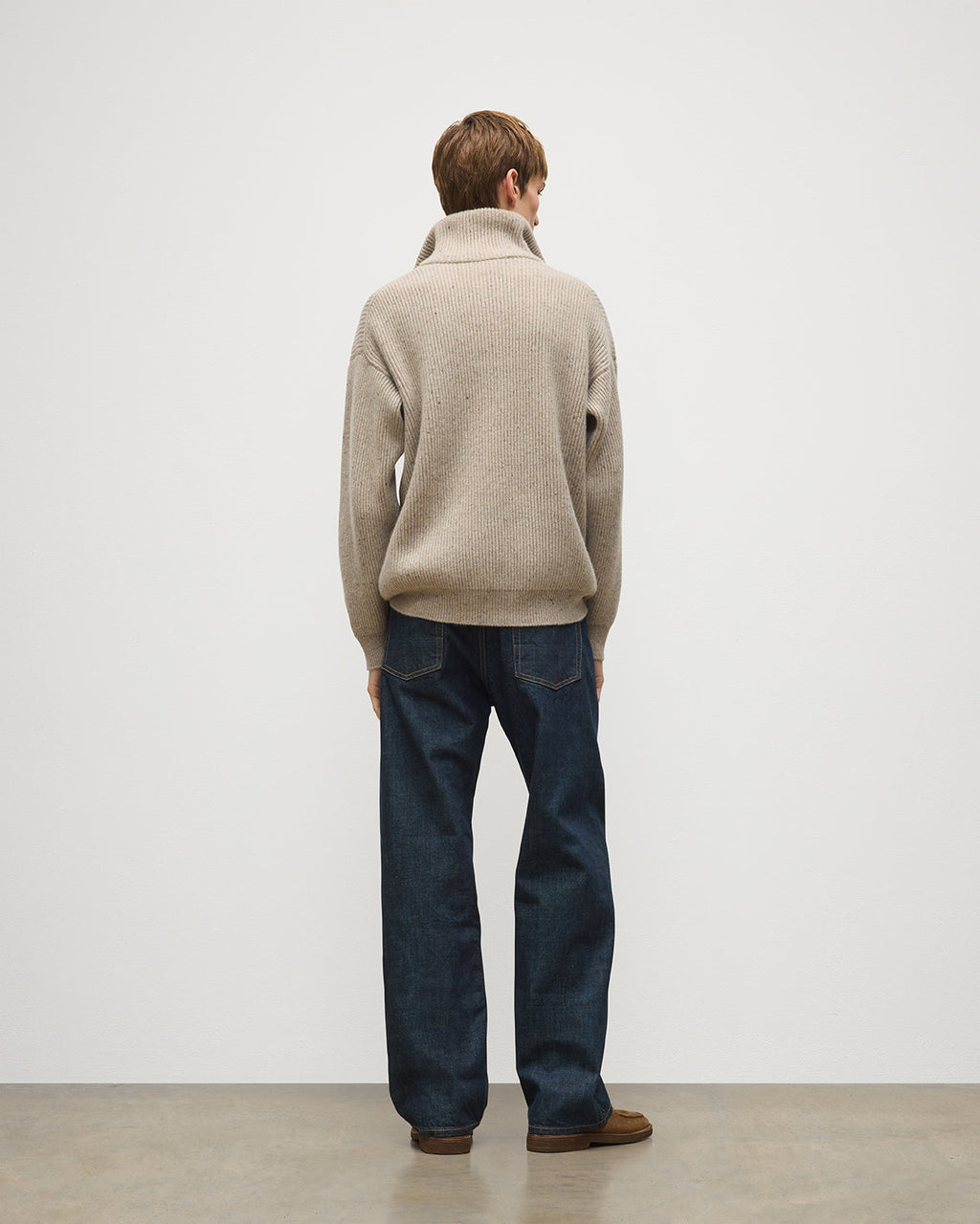 Johnstons of Elgin - Kinnaird Natural Half Zip Donegal Cashmere Jumper
