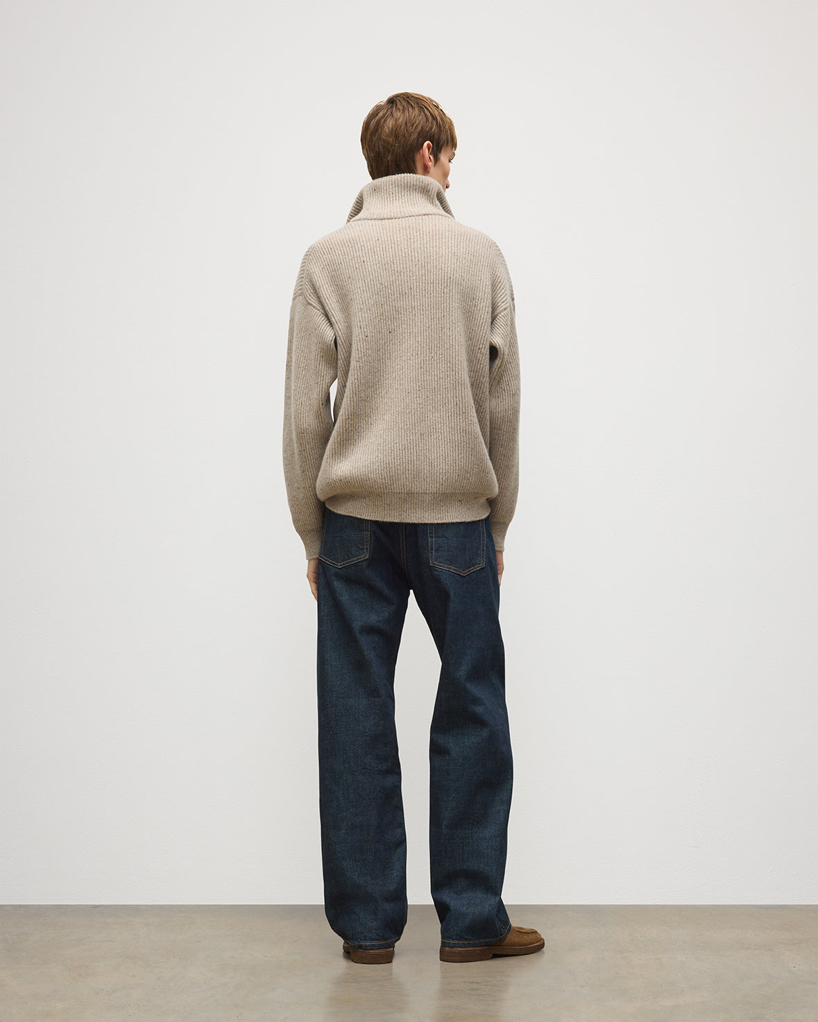 Johnstons of Elgin - Kinnaird Natural Half Zip Donegal Cashmere Jumper